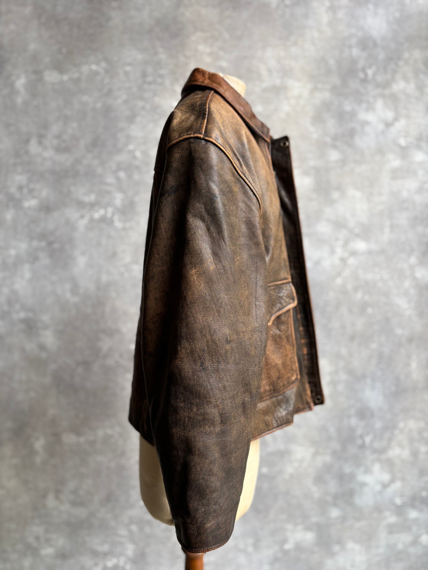 【~1990‘s】VERA PELLE Brown Leather Jacket