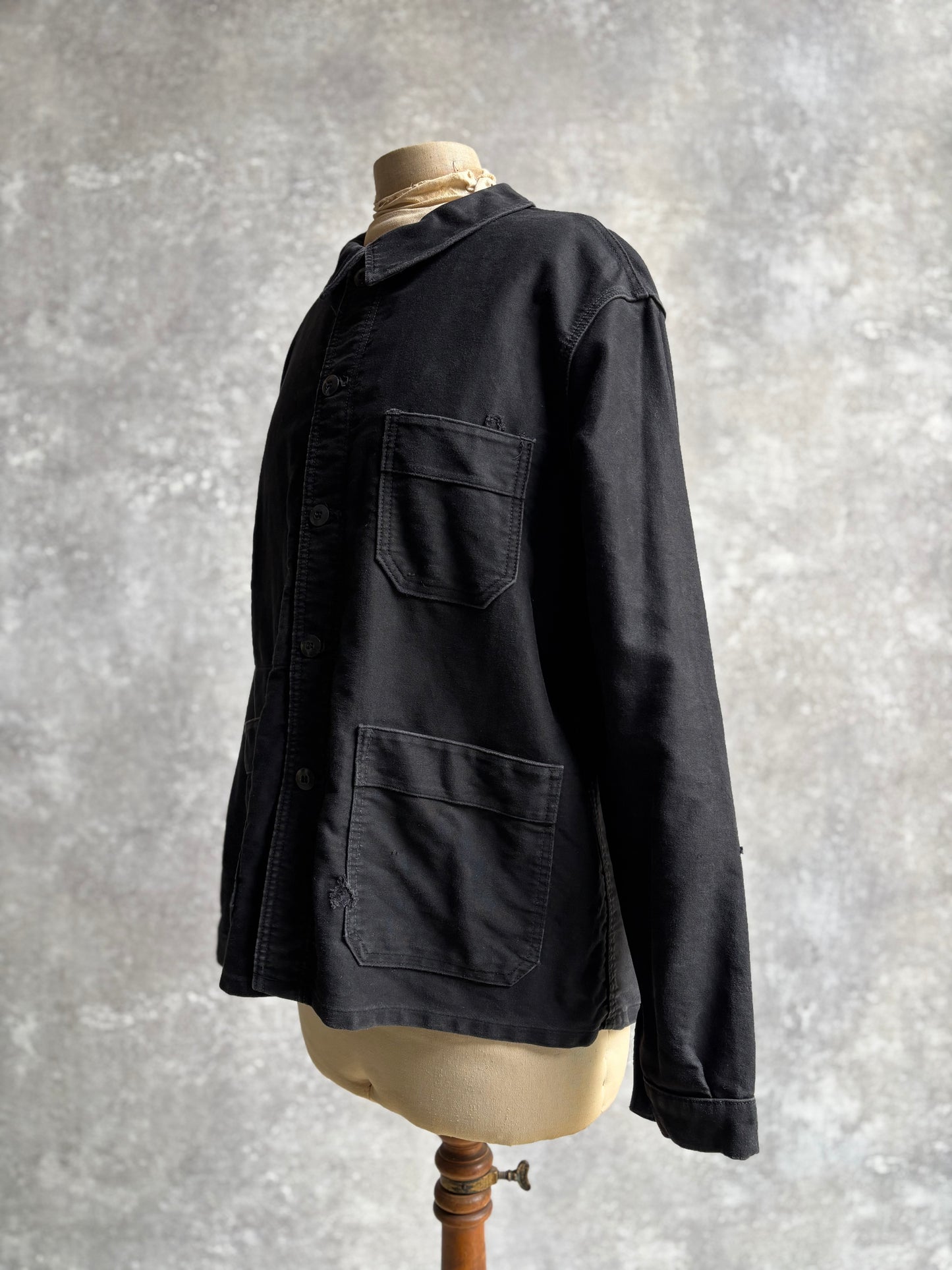 【~1980's】Vintage French Black Moleskin Work Jacket 『Adolphe Lafont アドルフ ラフォン』