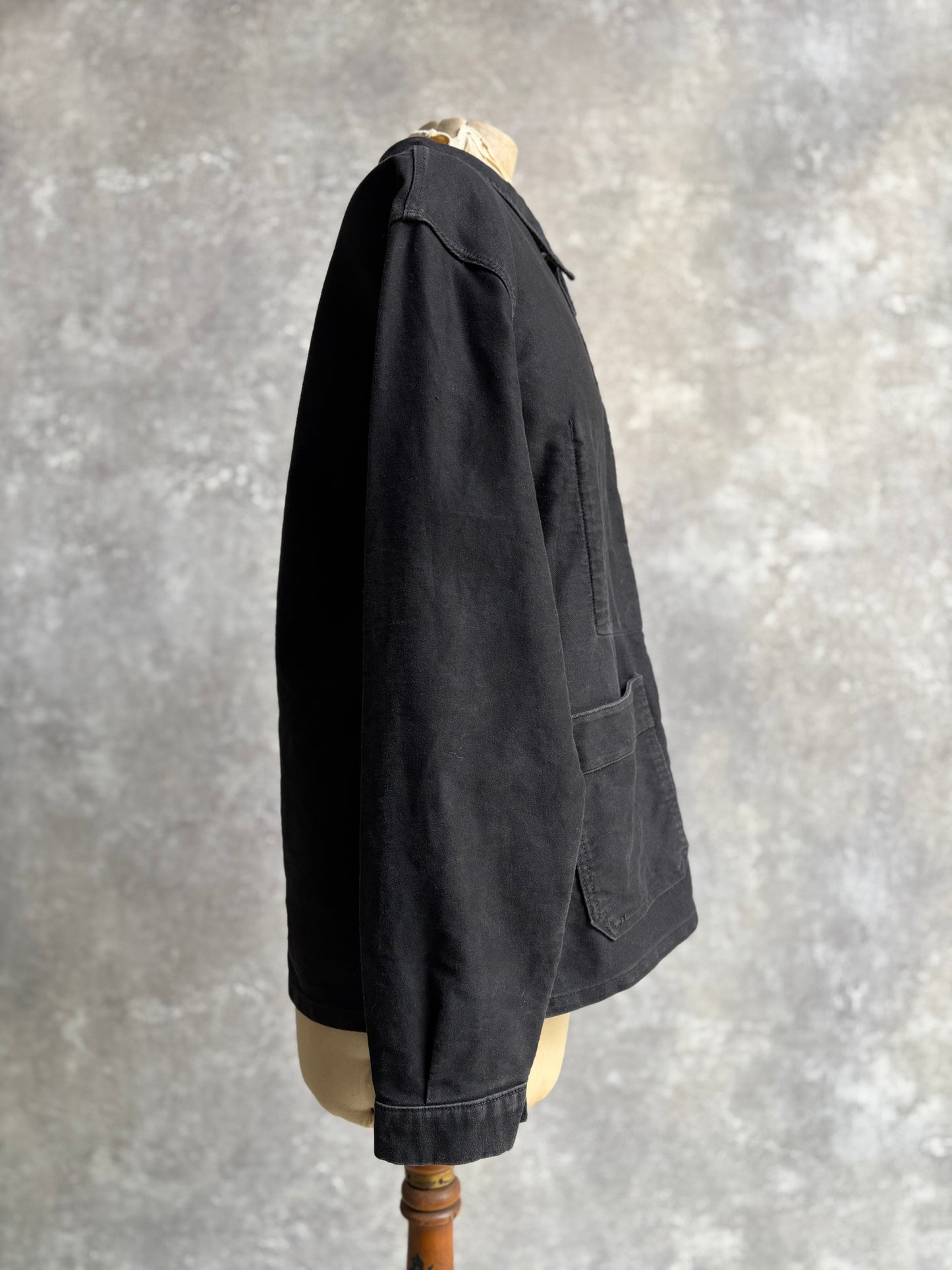 【~1980's】Vintage French Black Moleskin Work Jacket 『Adolphe Lafont アドルフ ラフォン』