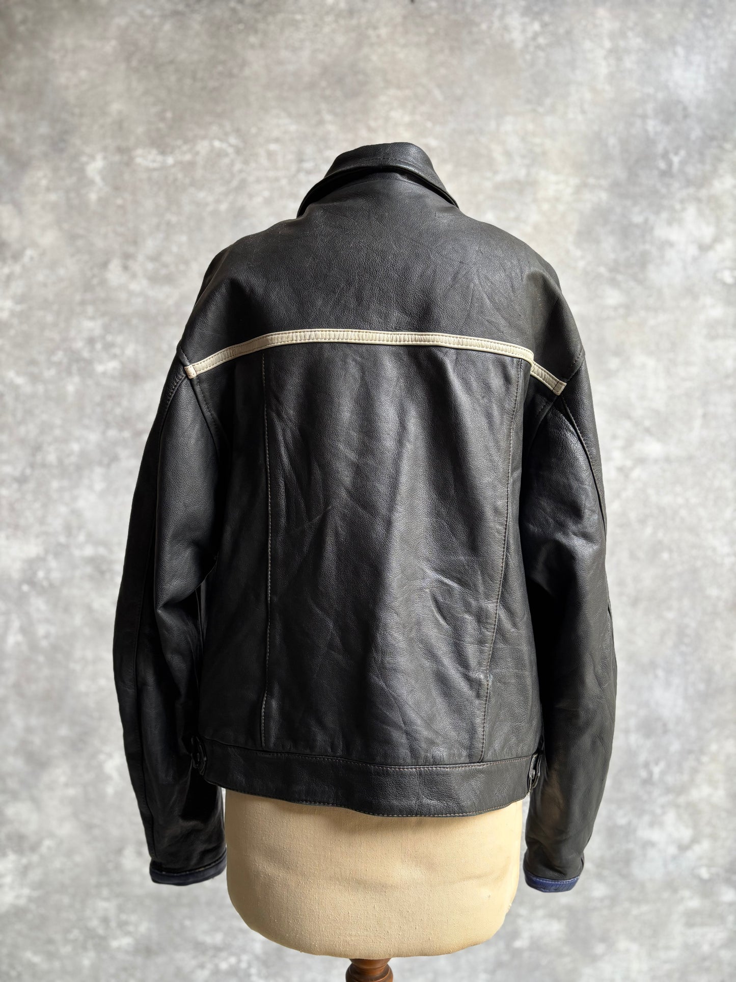 【~1990‘s】Black Leather Riders Jacket『Moto Mod』