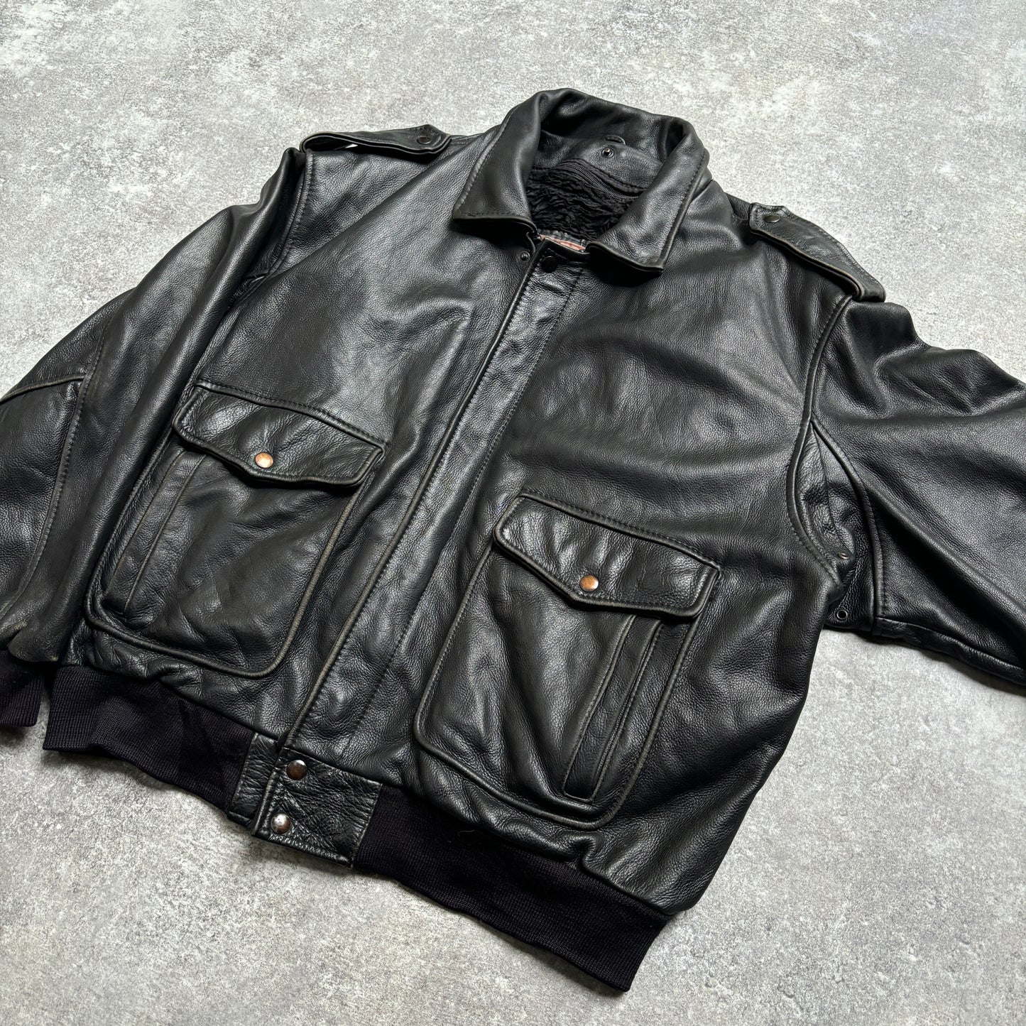 【1975】G-1 Type Black Leather Flight Jacket