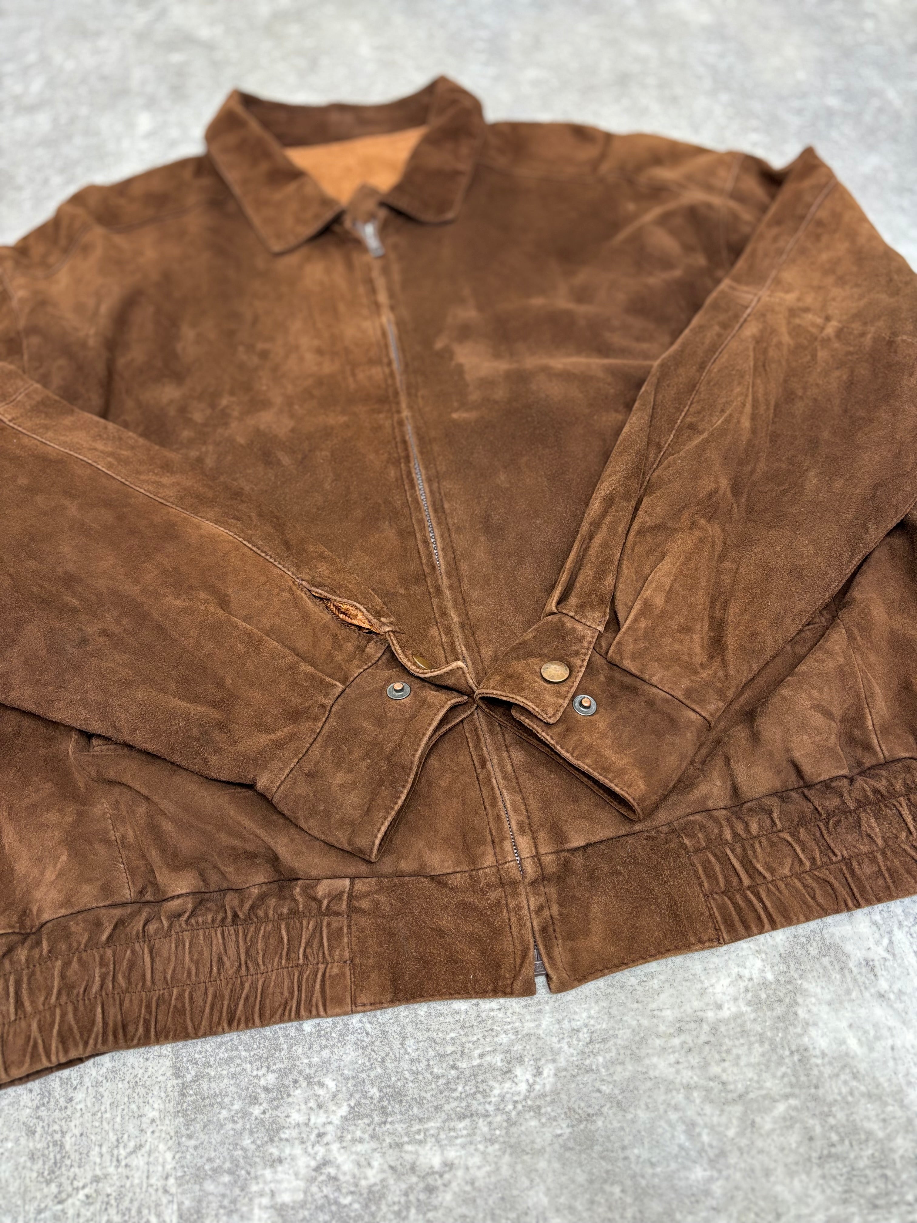 Brown Suede Leather Zip Jacket