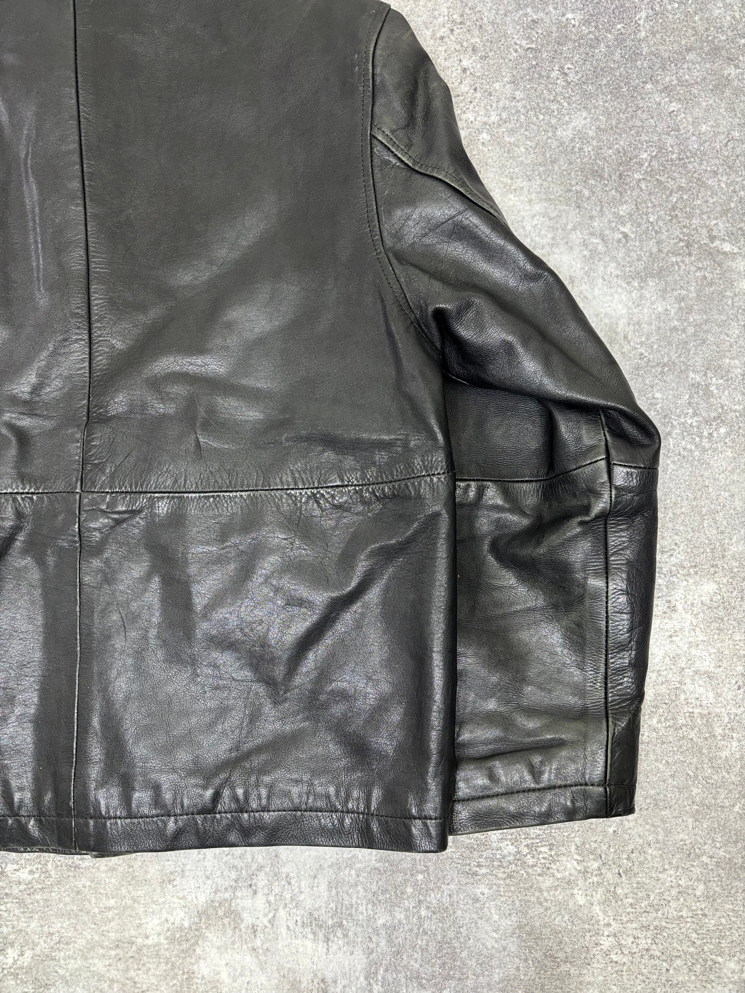 2000s Vintage Black Leather Jacket by KIABI