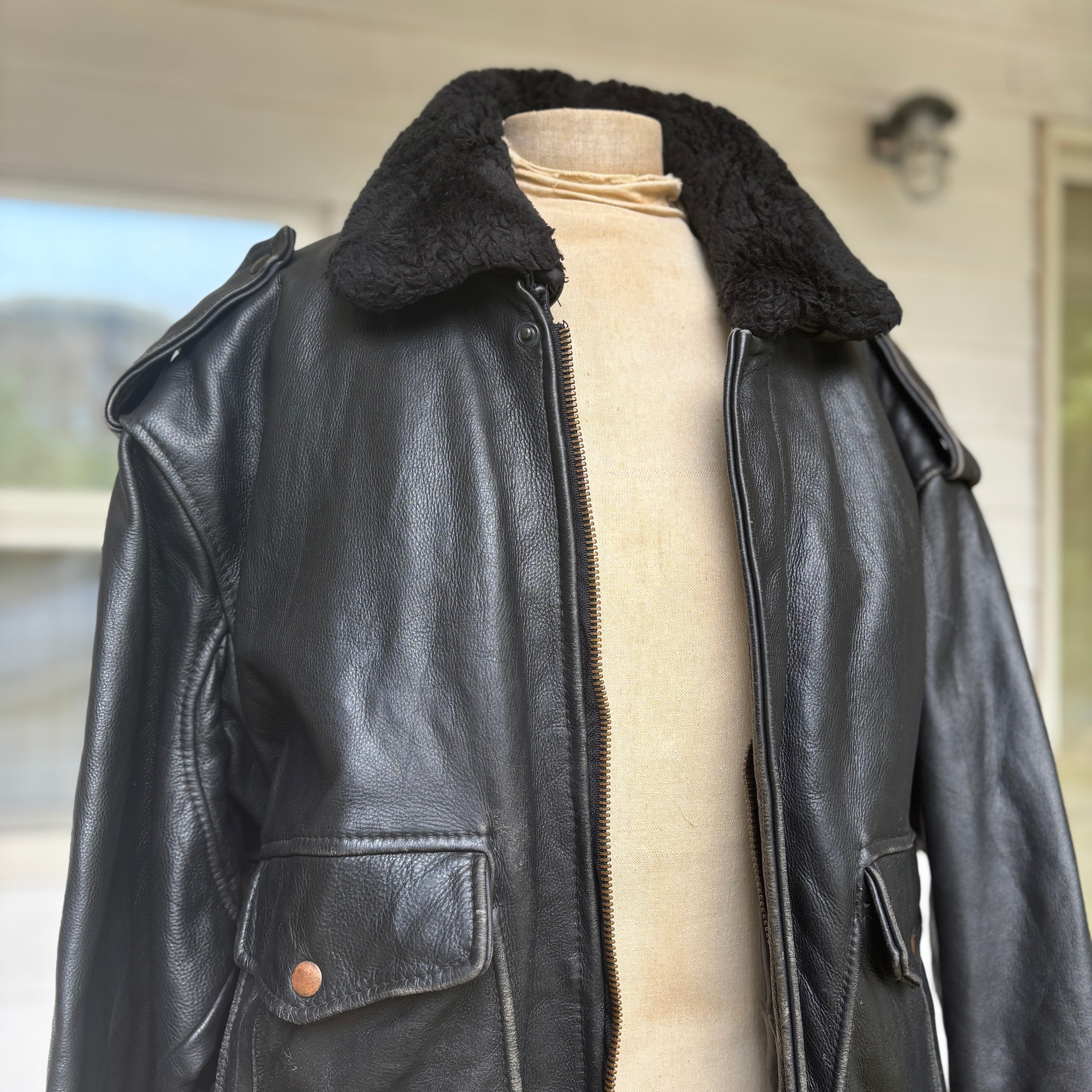 【1975】G-1 Type Black Leather Flight Jacket