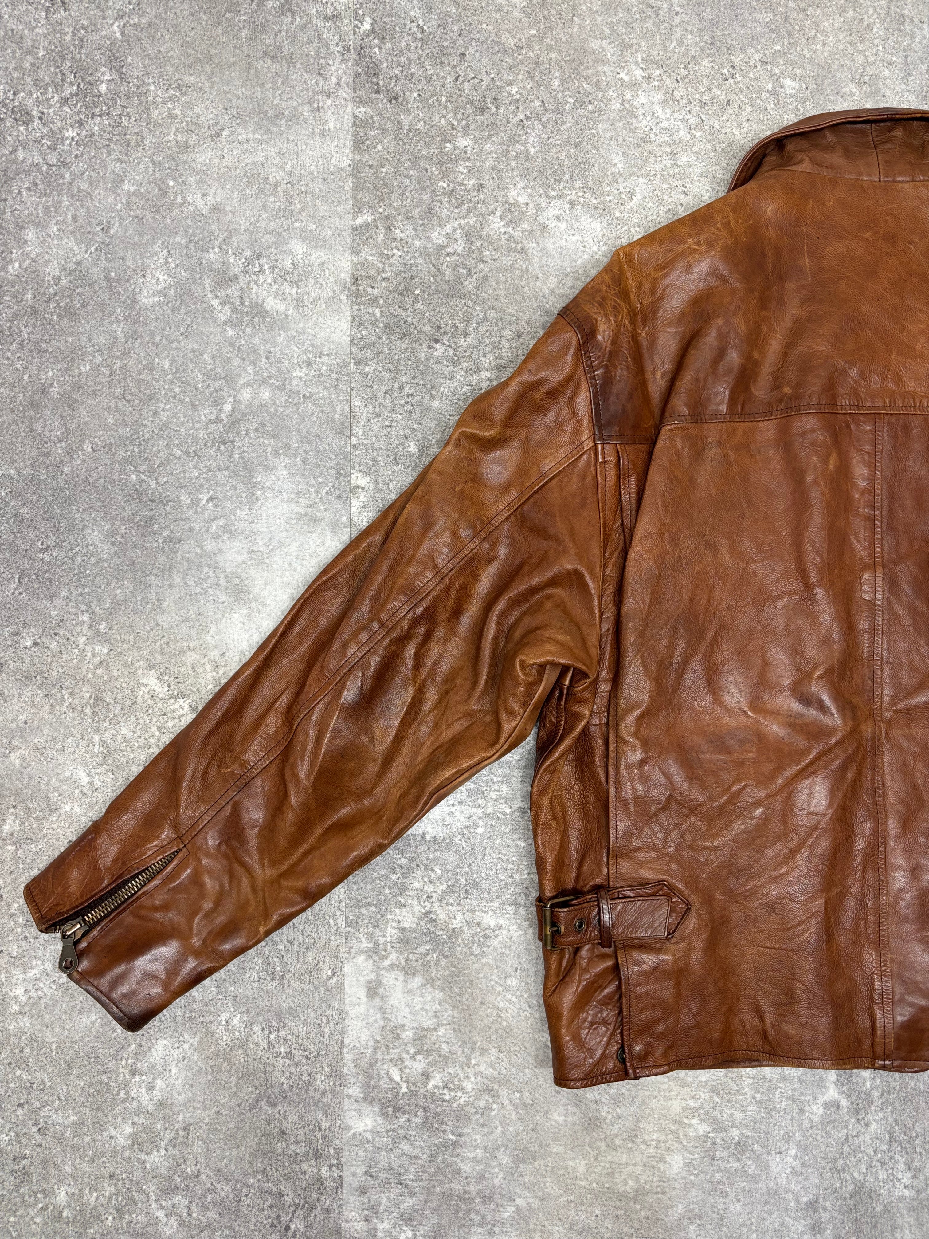 ~1990s Stealth & Co. Leather Zip Jacket – Brown