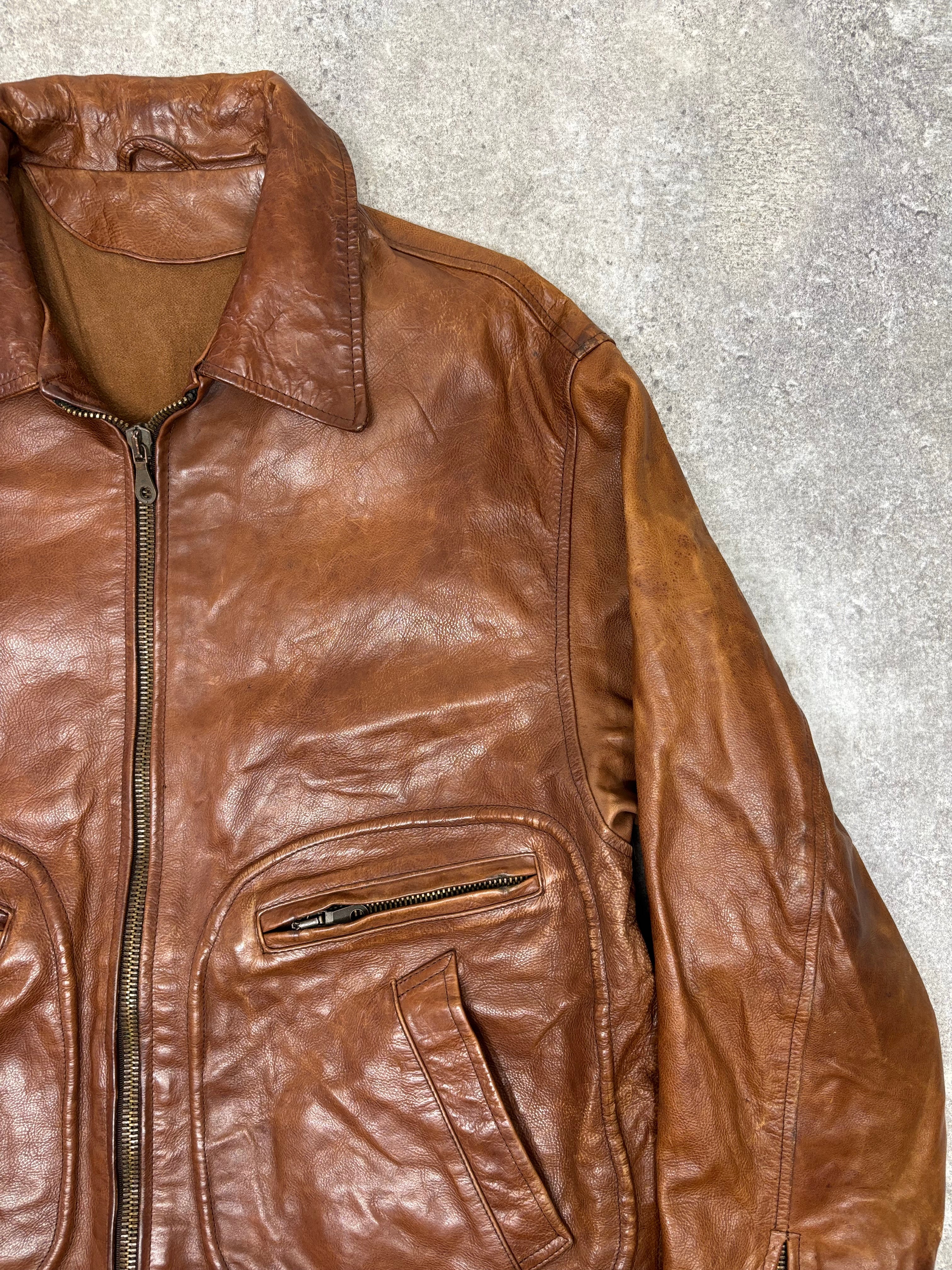 ~1990s Stealth & Co. Leather Zip Jacket – Brown