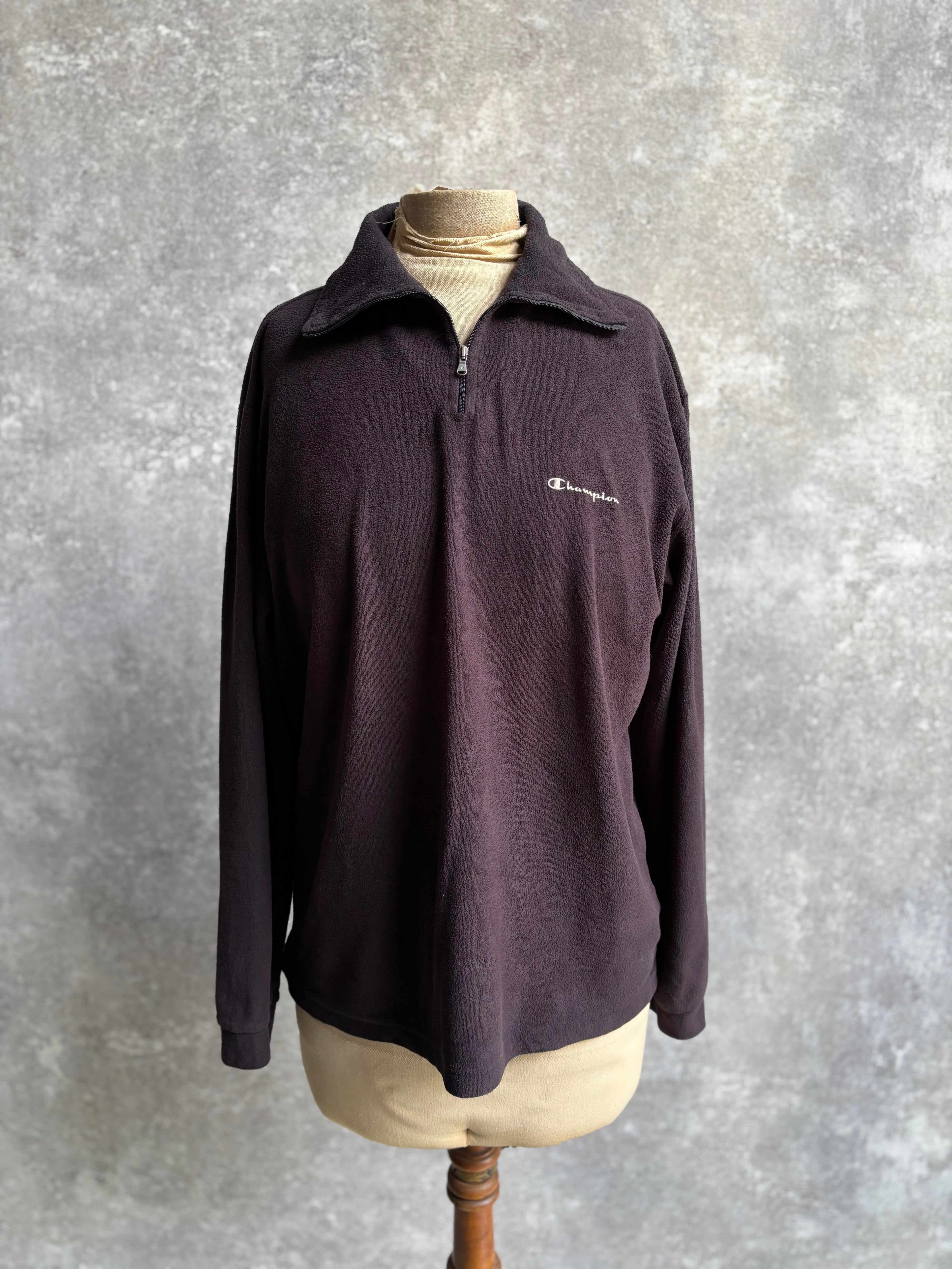 【1990’s】Champion Black Half-Zip Fleece Pullover