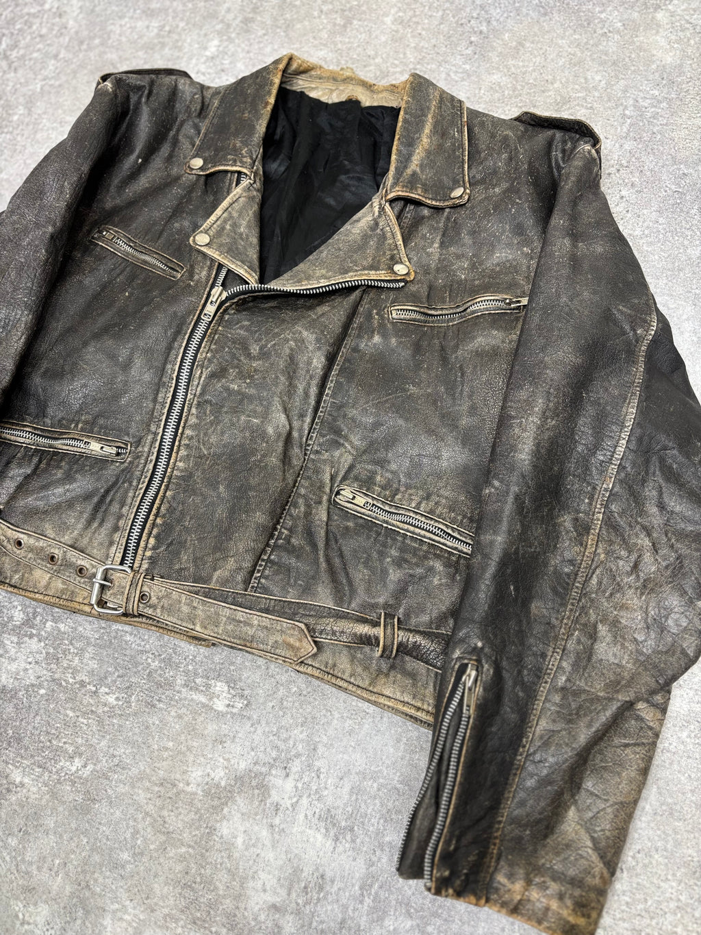 ～1990s Vintage Distressed Leather Riders Jacket