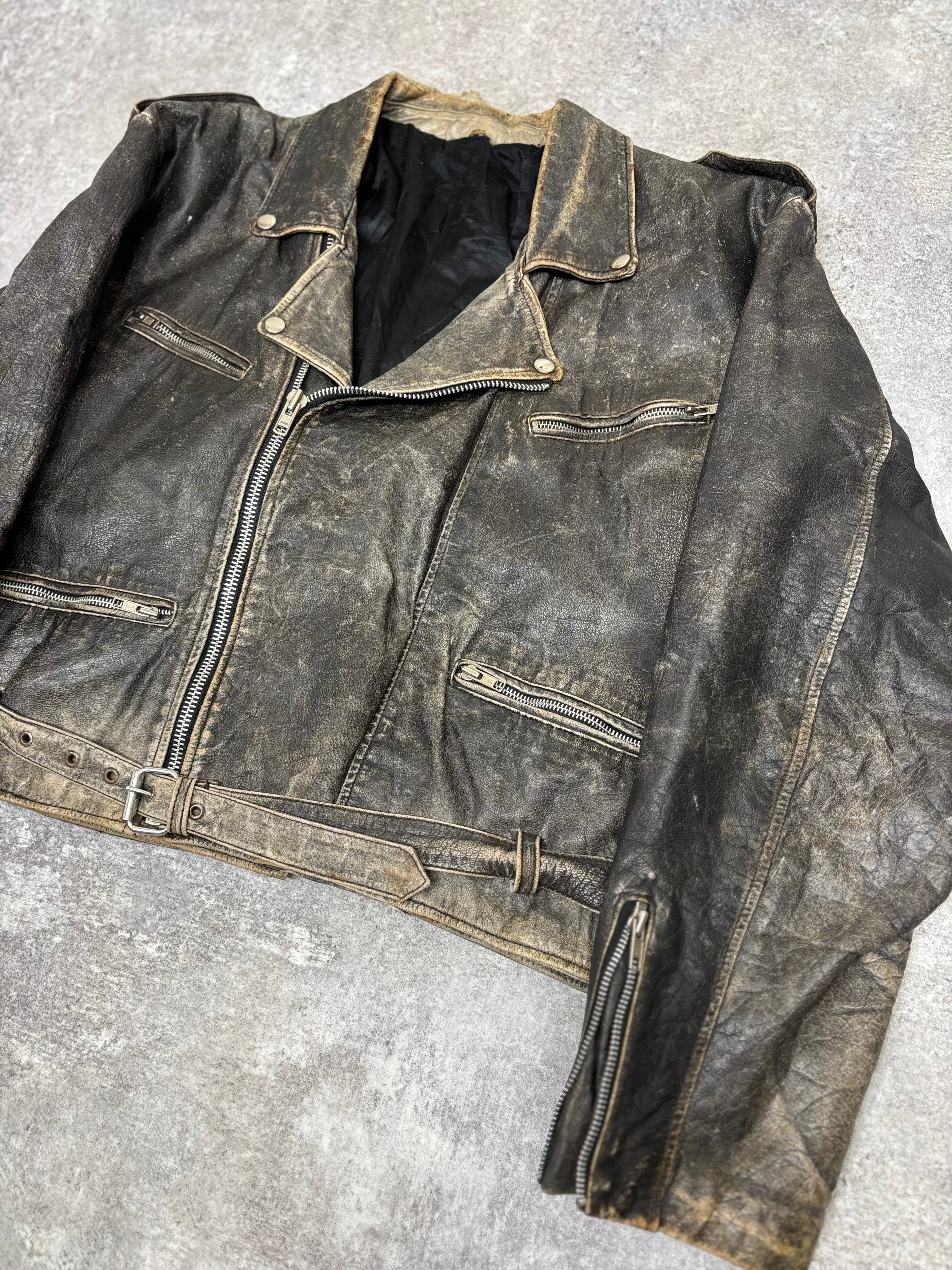 ～1990s Vintage Distressed Leather Riders Jacket