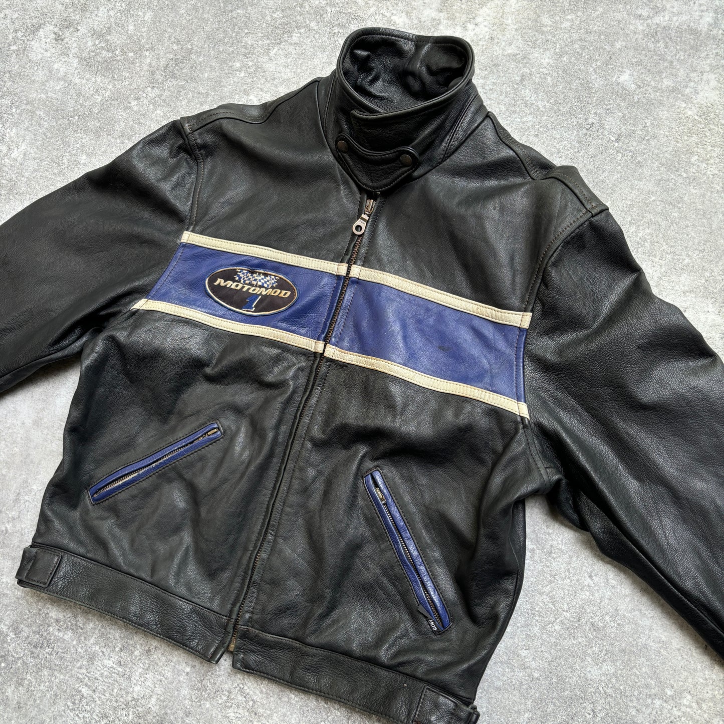 【~1990‘s】Black Leather Riders Jacket『Moto Mod』