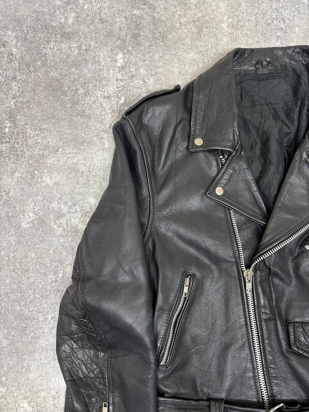 ~1990s Vintage Double Riders Leather Jacket Black