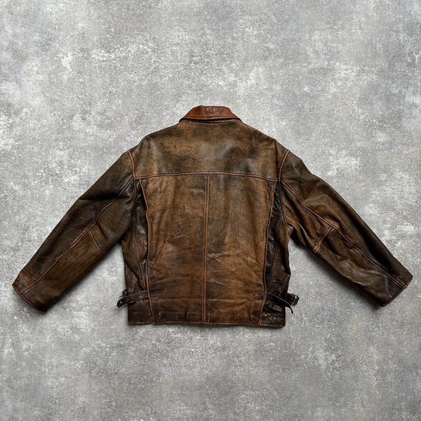 【~1990‘s】VERA PELLE Brown Leather Jacket