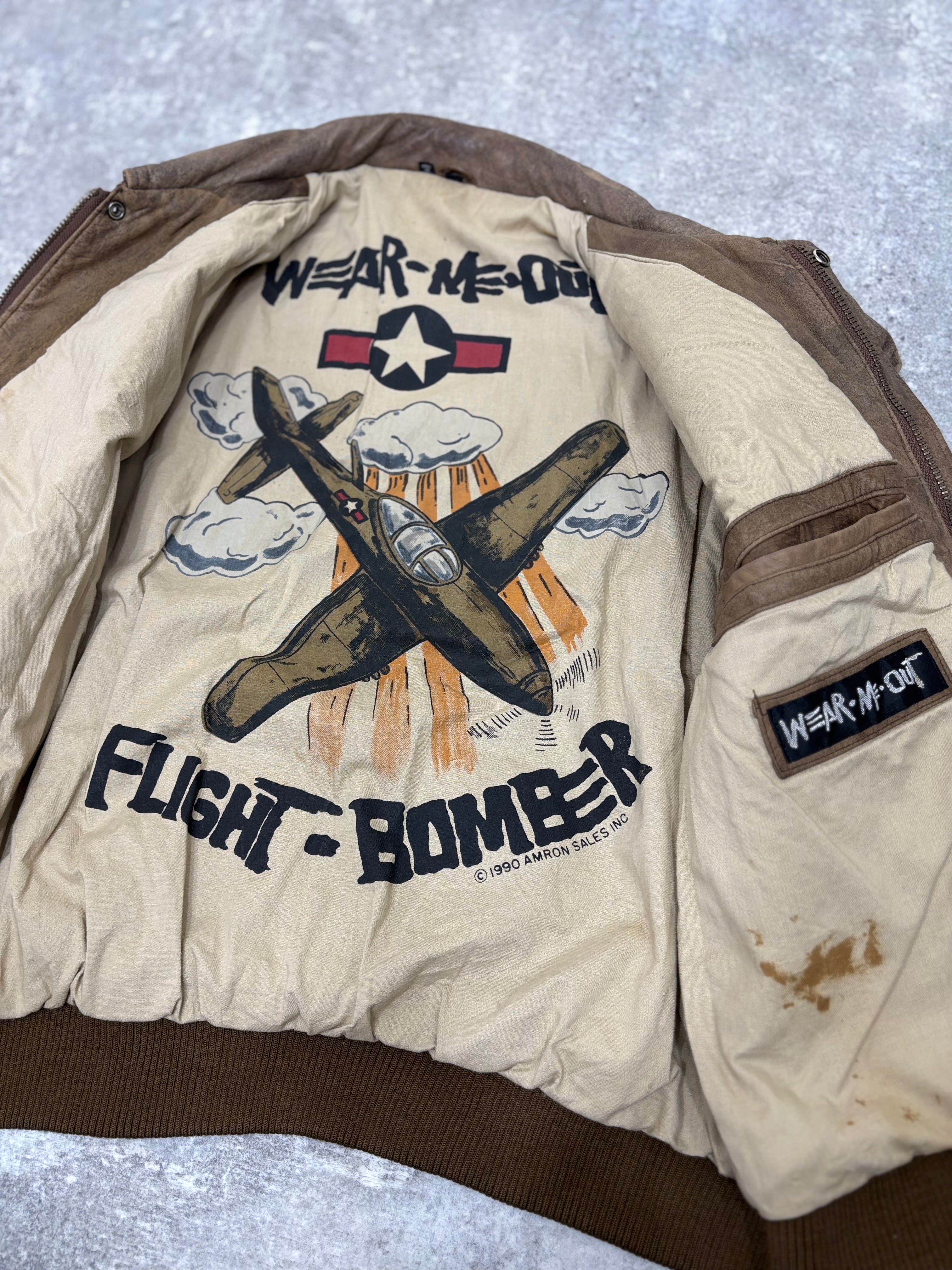 1990s Vintage Leather Flight Jacket “FLIGHT-BOMBER” by WEAR-ME-OUT