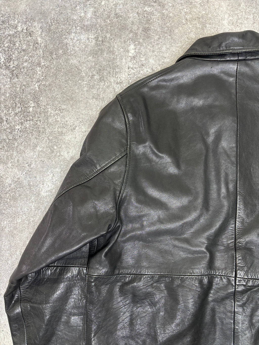 2000s Vintage Black Leather Jacket by KIABI