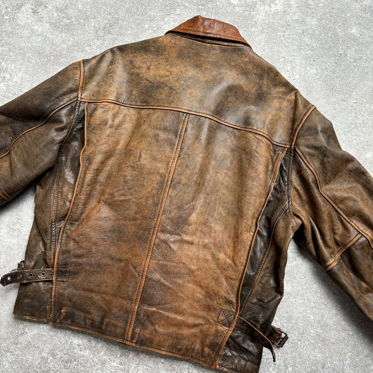 【~1990‘s】VERA PELLE Brown Leather Jacket