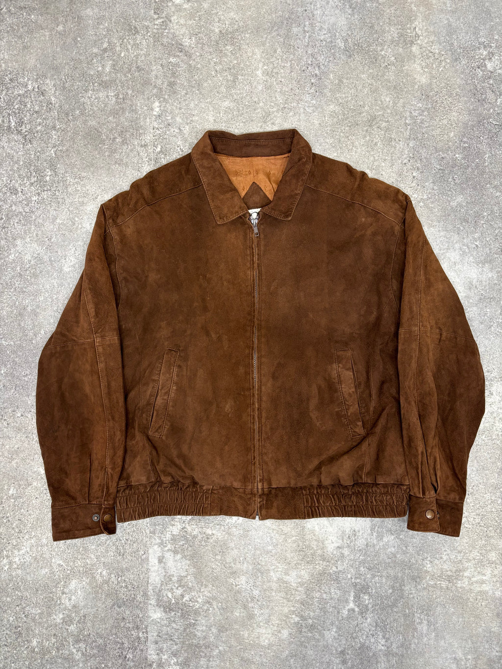 Brown Suede Leather Zip Jacket
