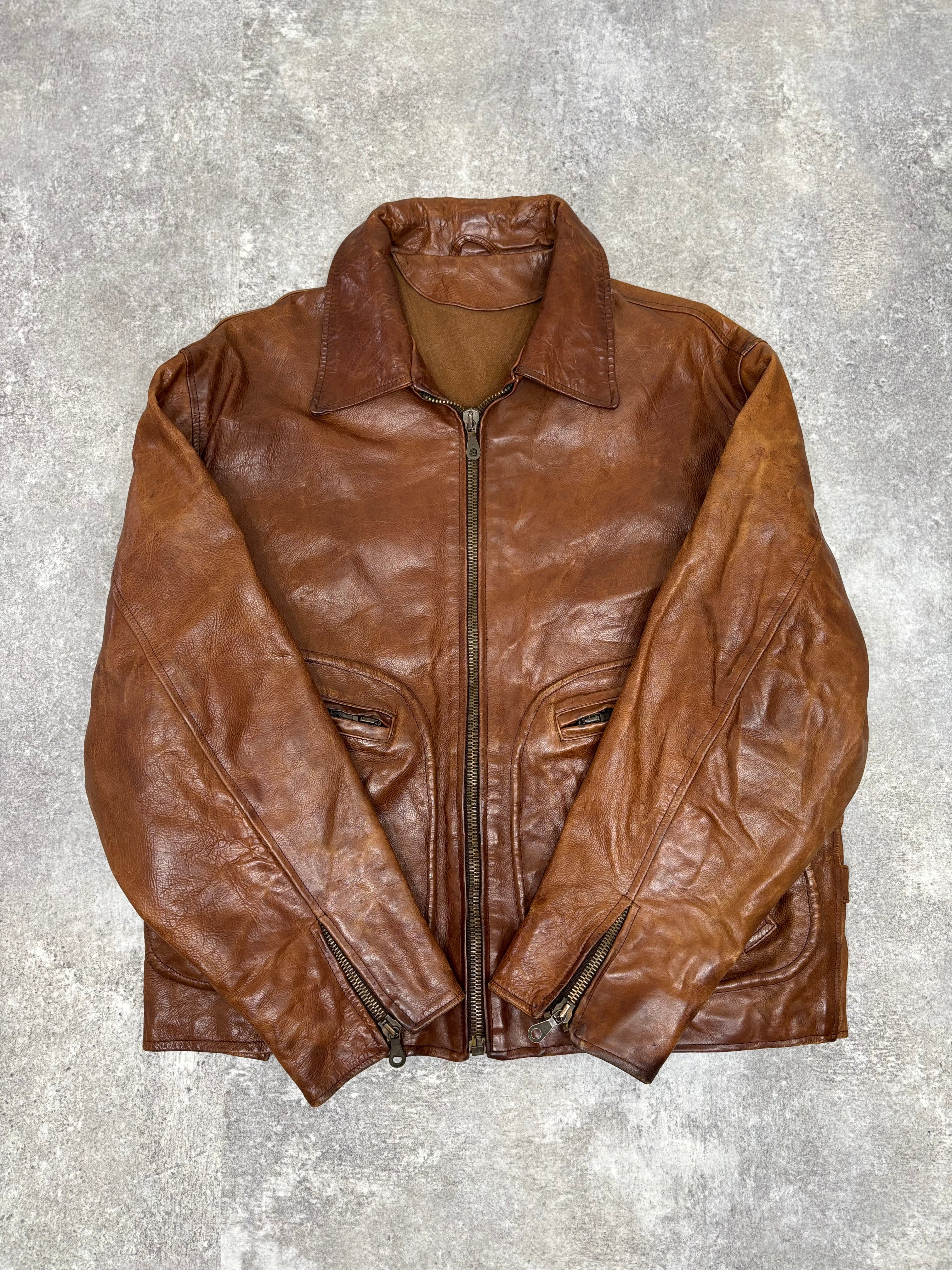 ~1990s Stealth & Co. Leather Zip Jacket – Brown