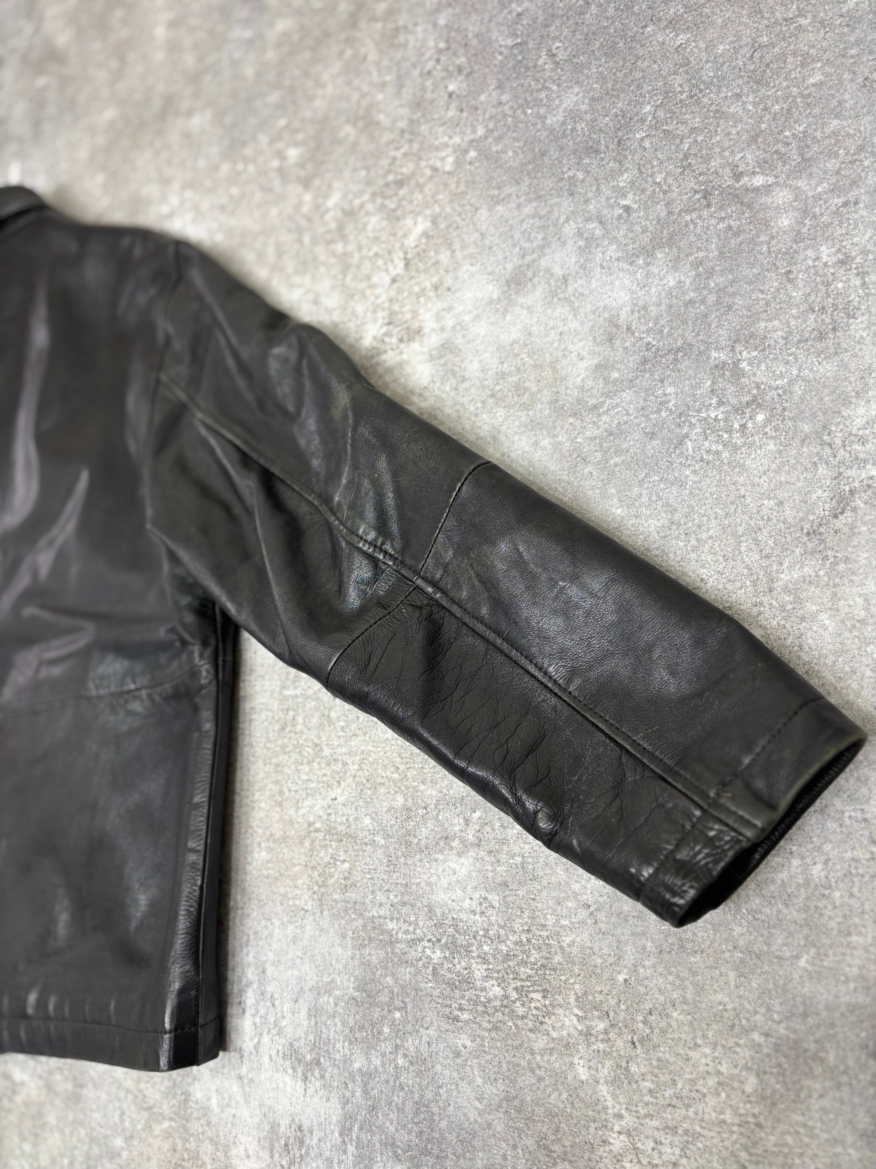 2000s Vintage Black Leather Jacket by KIABI
