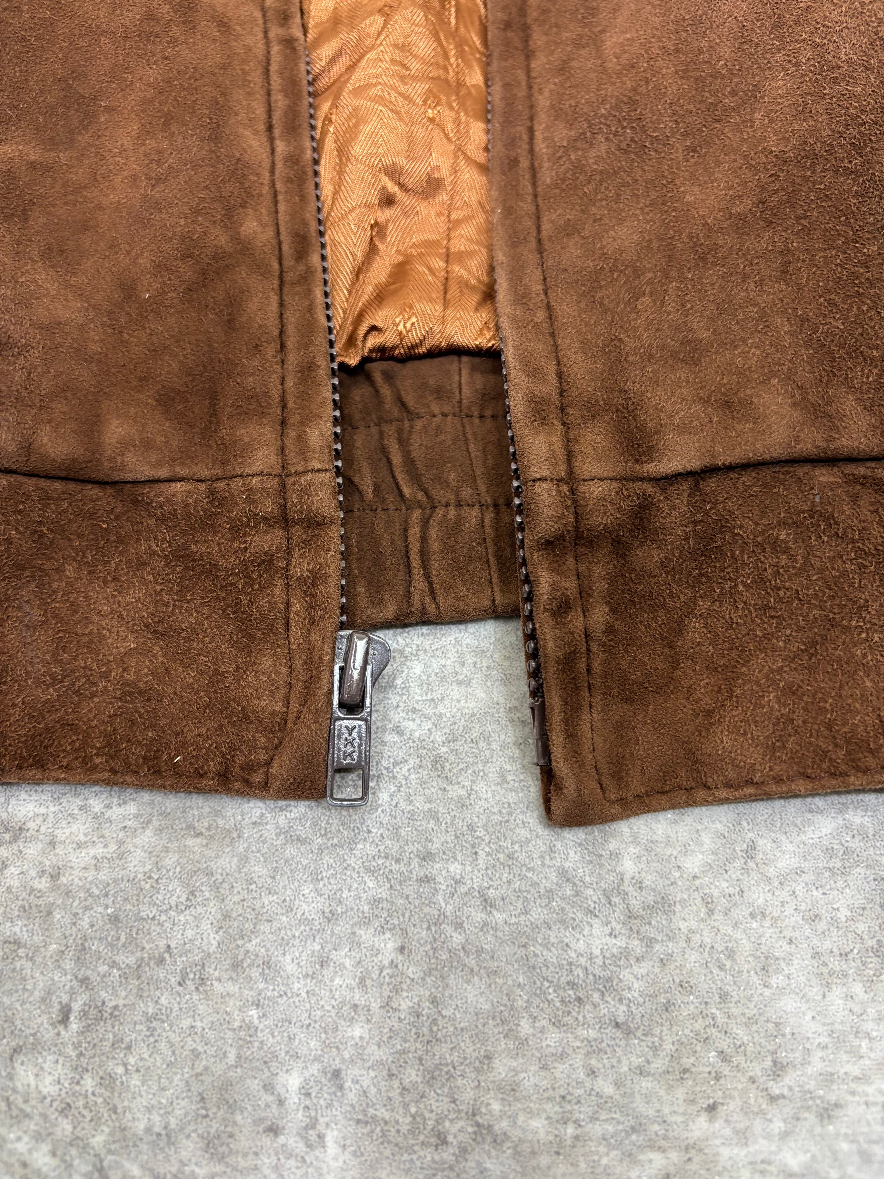 Brown Suede Leather Zip Jacket