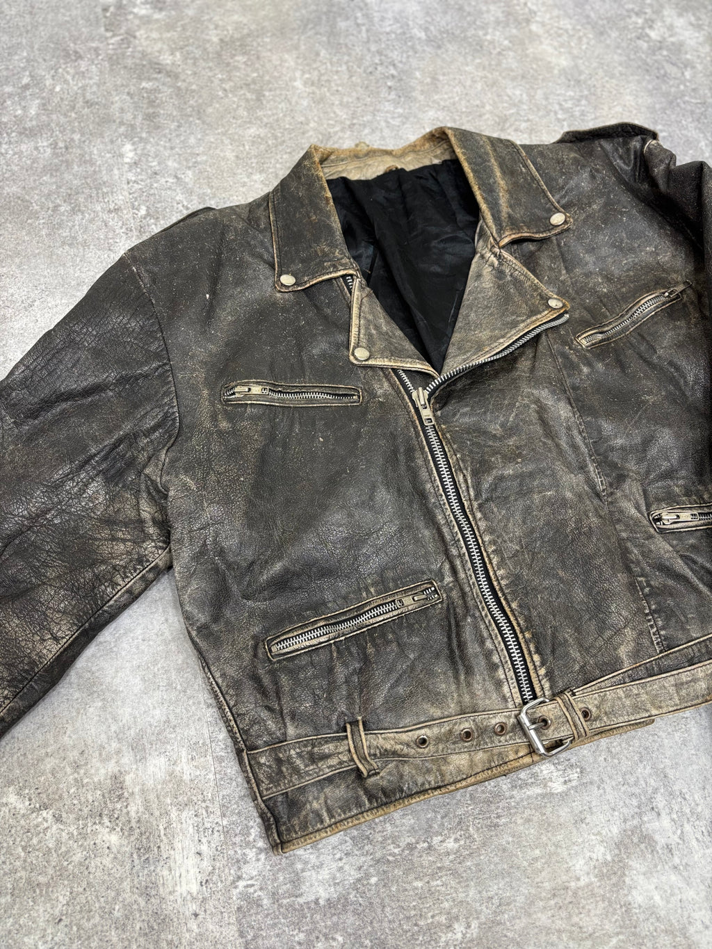 ～1990s Vintage Distressed Leather Riders Jacket