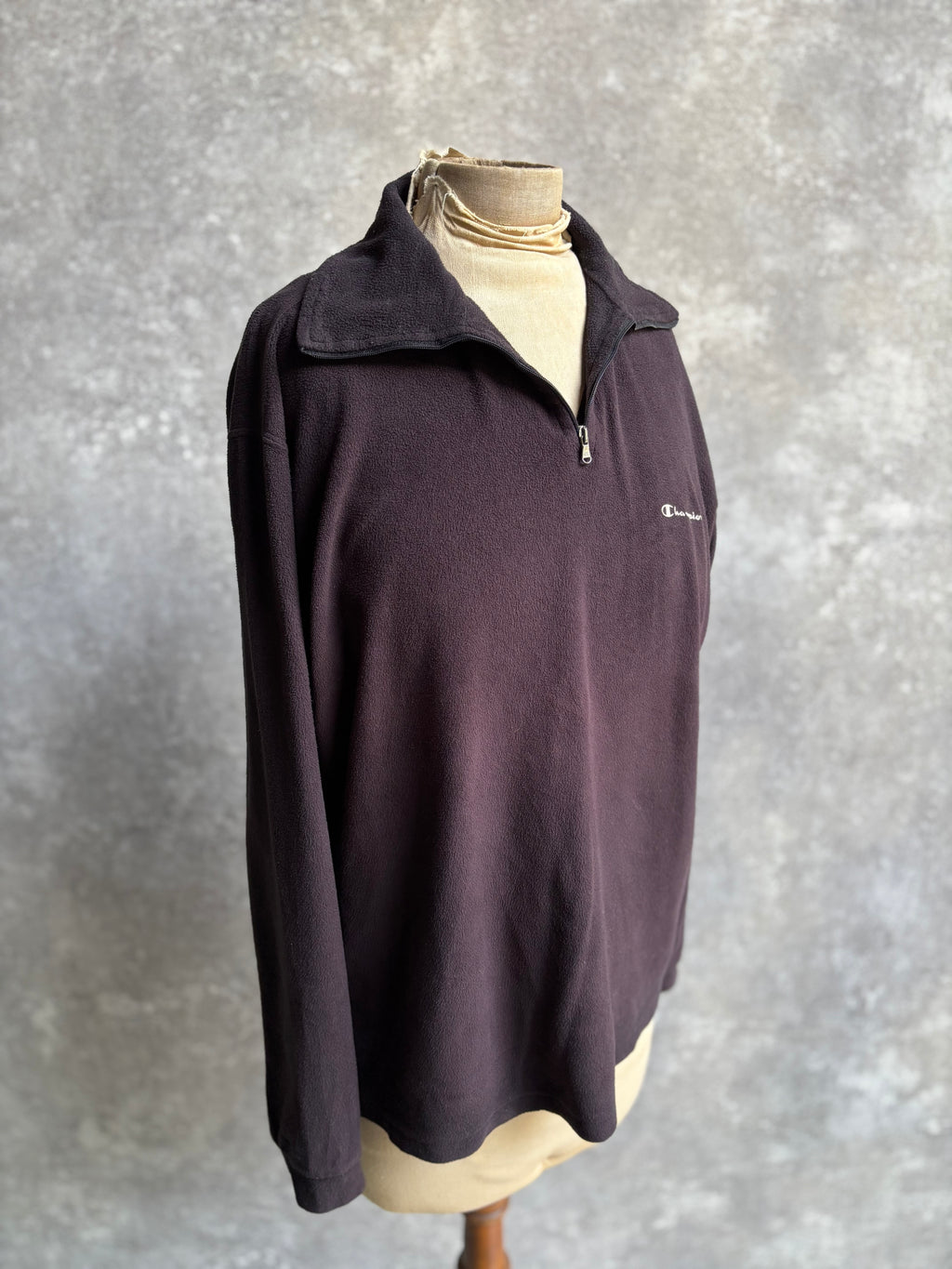 【1990’s】Champion Black Half-Zip Fleece Pullover