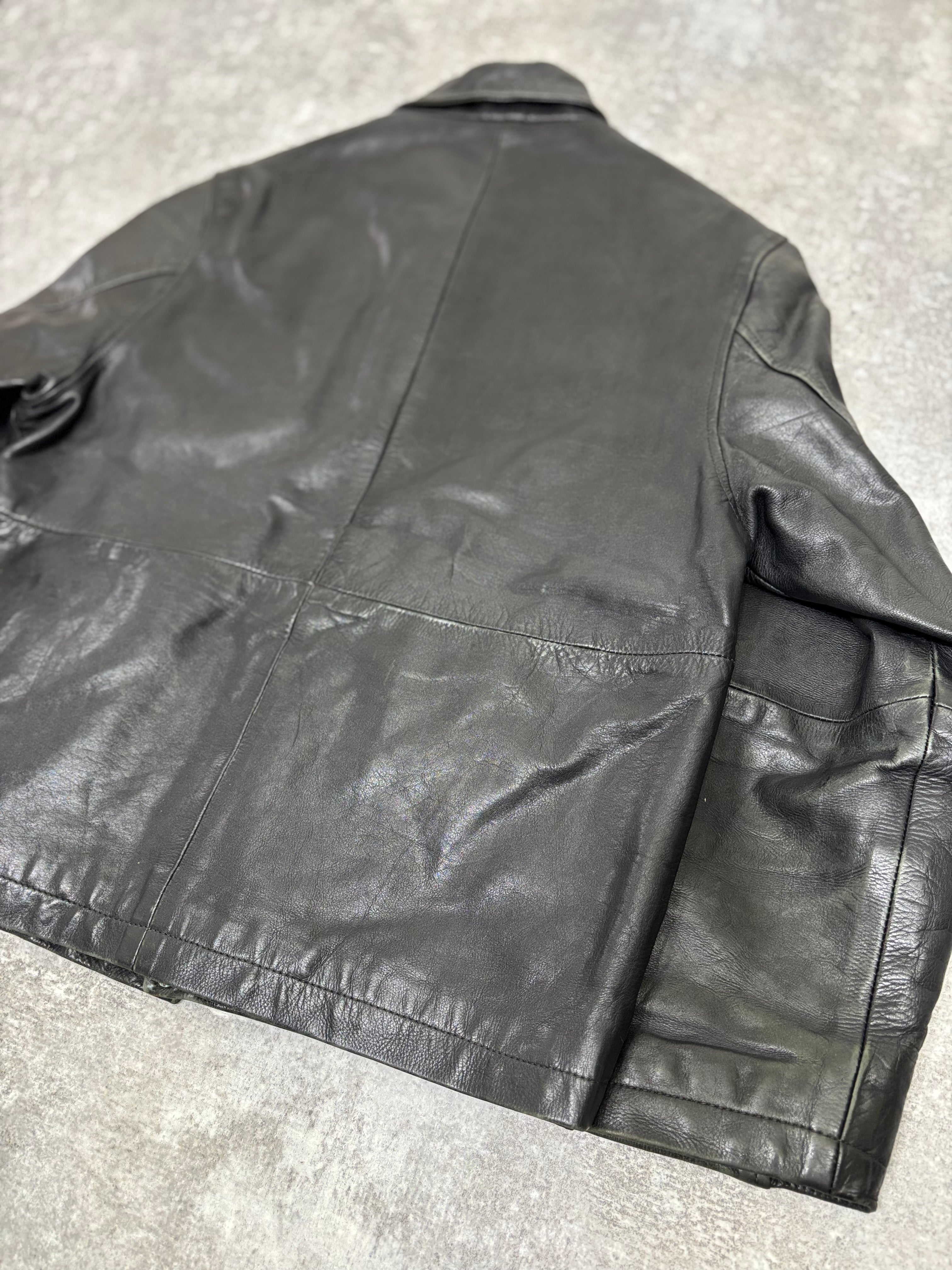 2000s Vintage Black Leather Jacket by KIABI