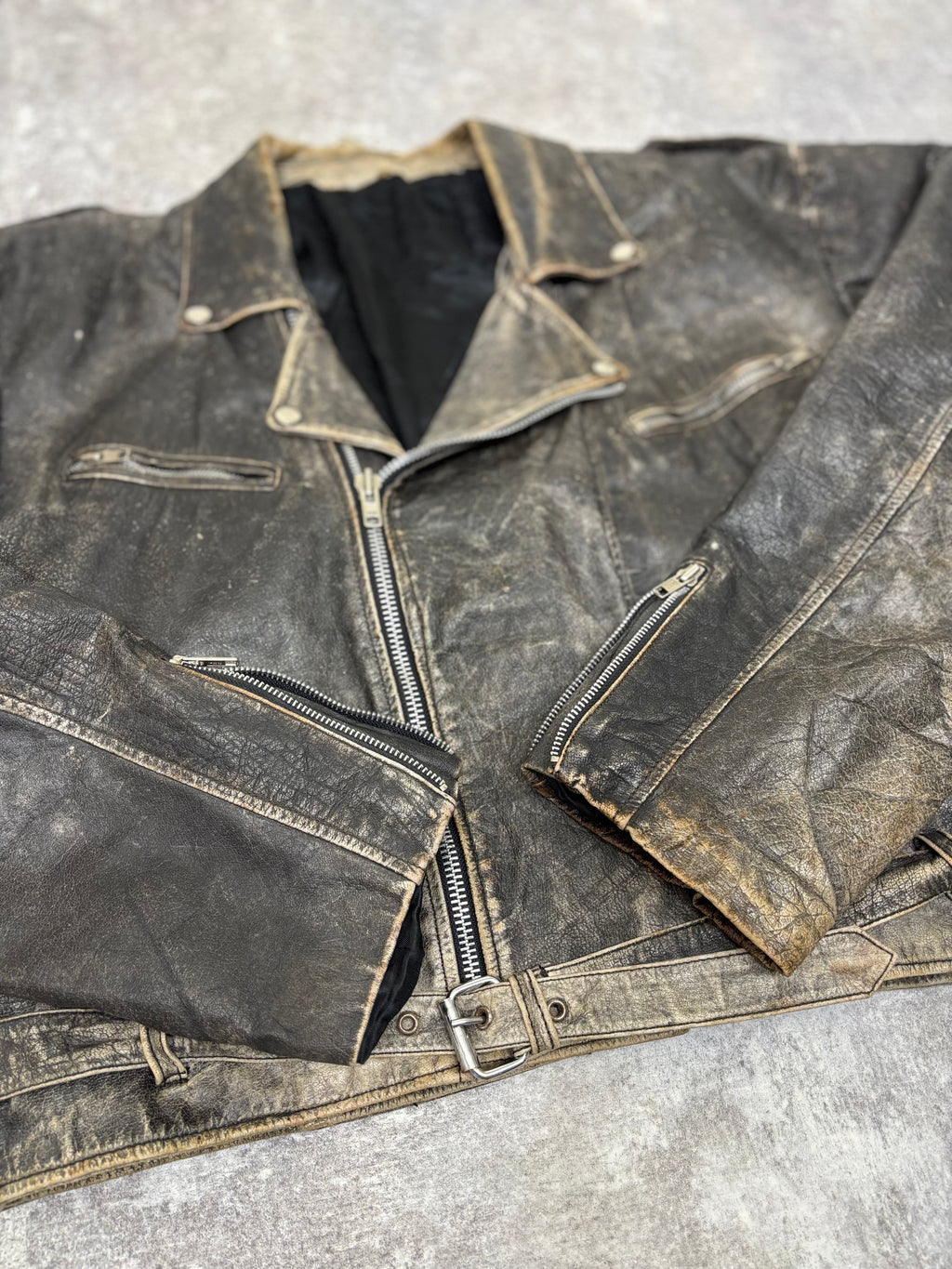 ～1990s Vintage Distressed Leather Riders Jacket