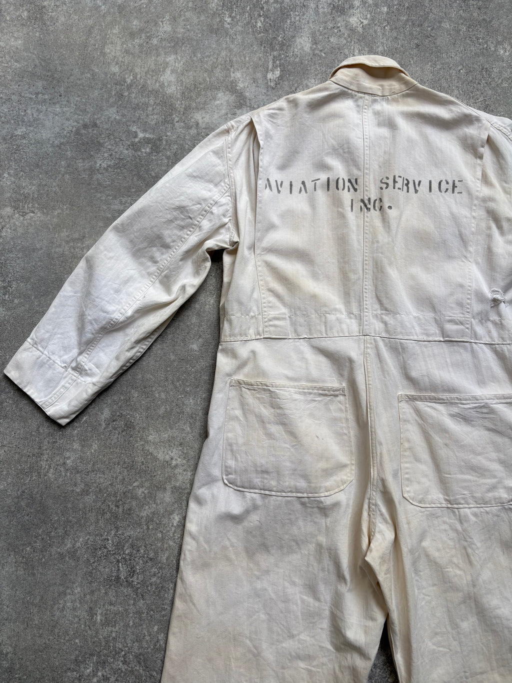 【1940's】Aviation Service Inc. White Coveralls 月桂樹ボタン