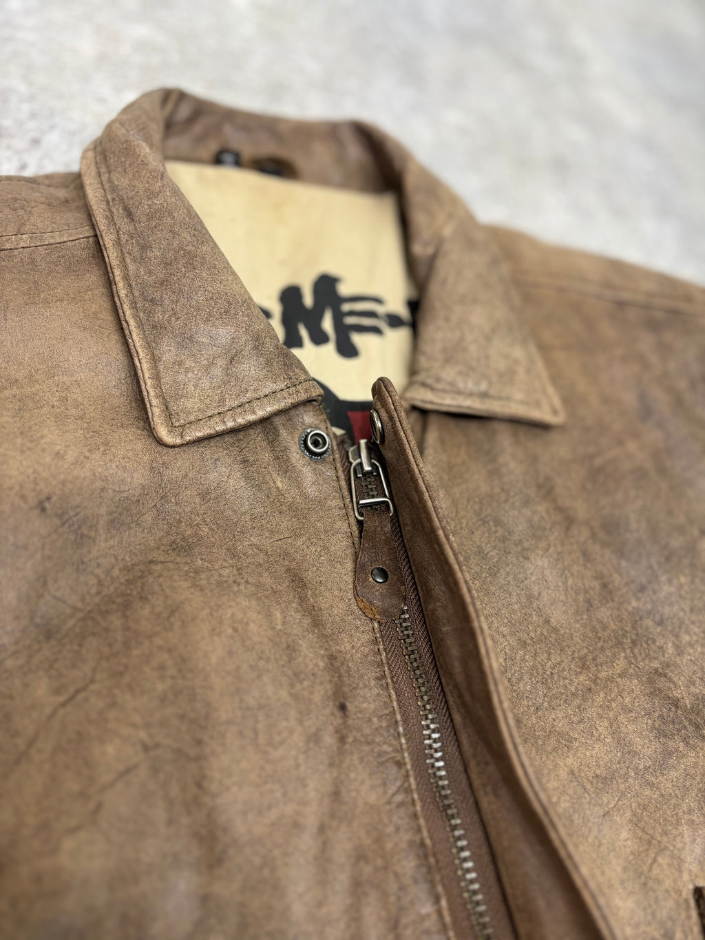 1990s Vintage Leather Flight Jacket “FLIGHT-BOMBER” by WEAR-ME-OUT