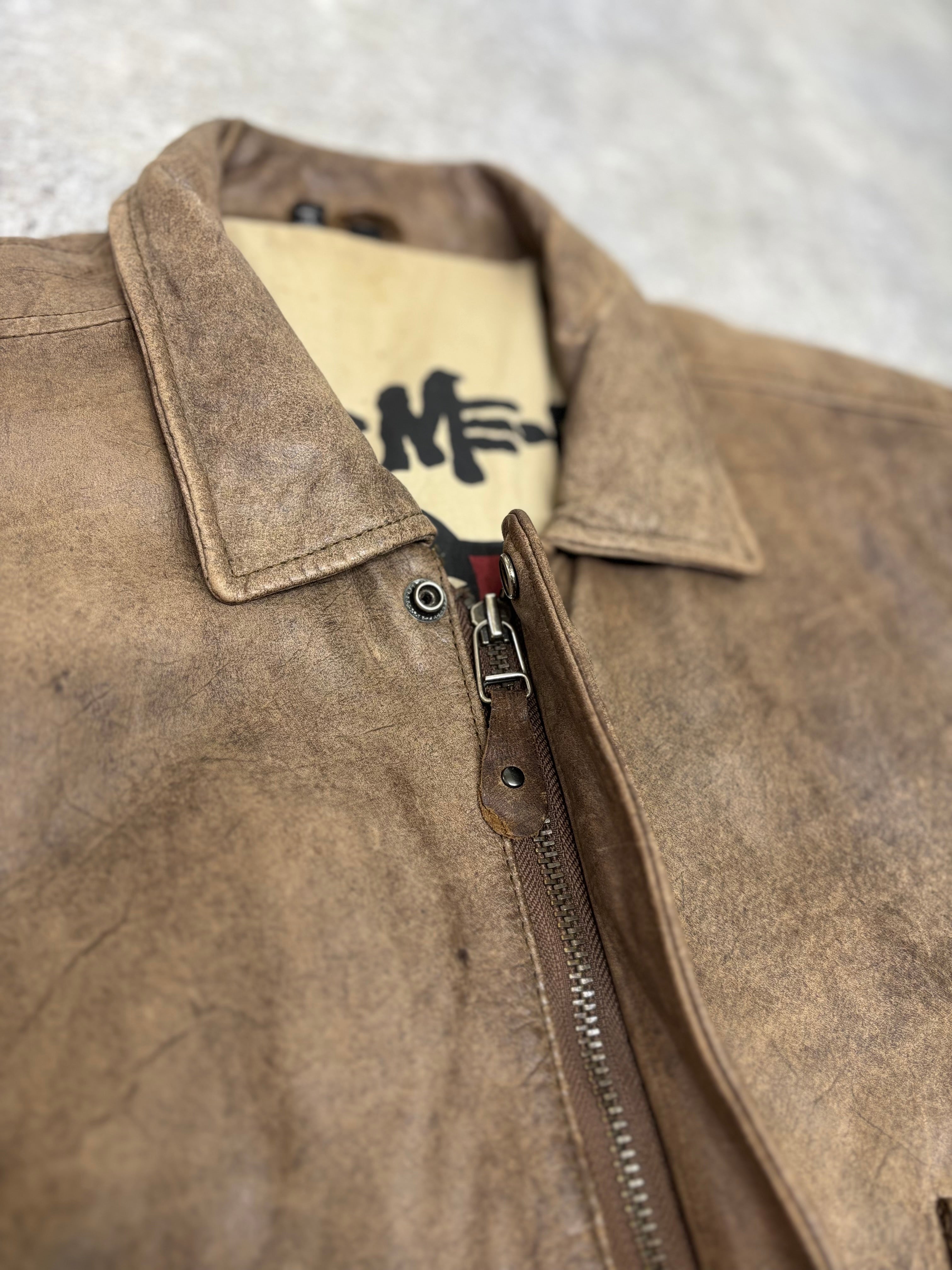 1990s Vintage Leather Flight Jacket “FLIGHT-BOMBER” by WEAR-ME-OUT