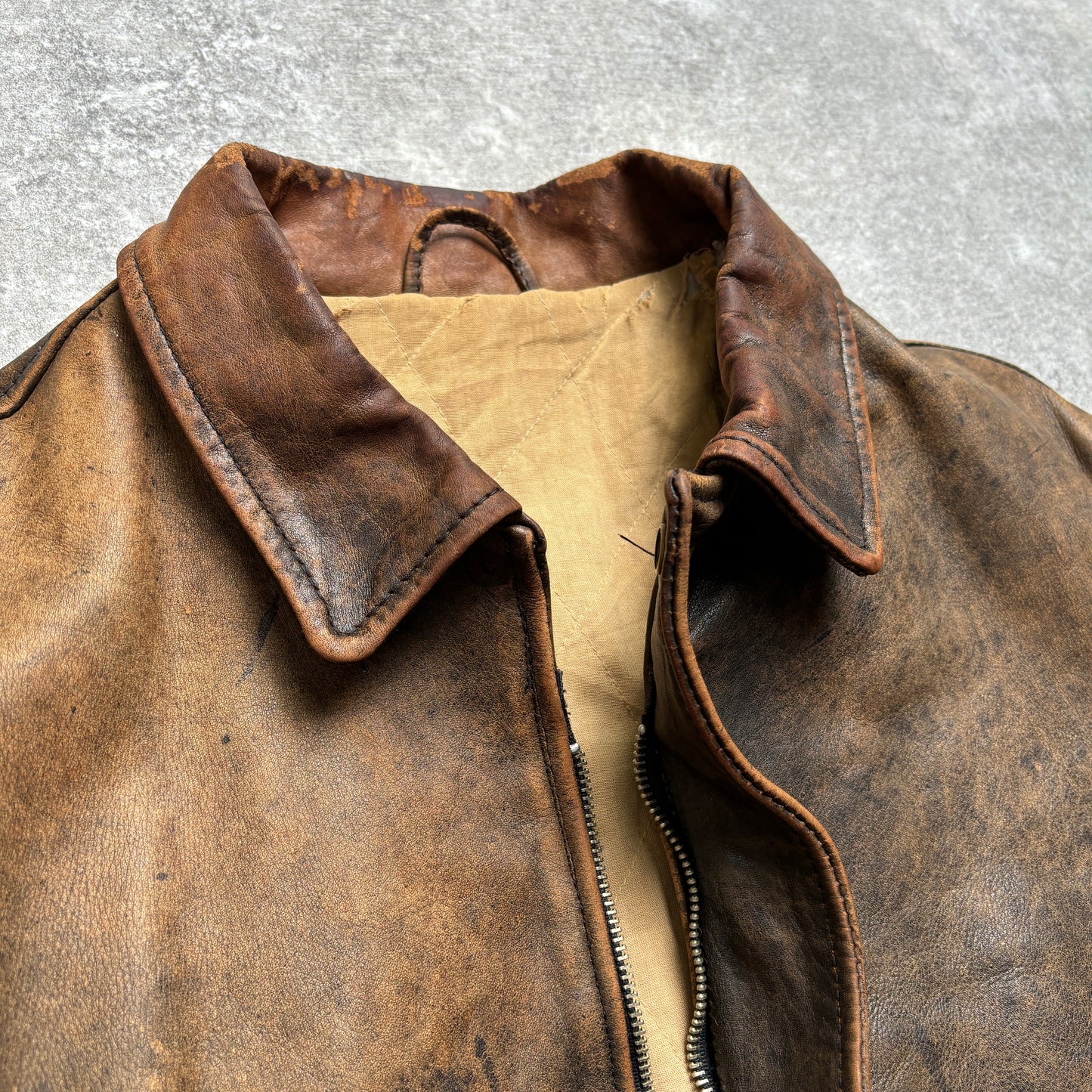 【~1990‘s】VERA PELLE Brown Leather Jacket