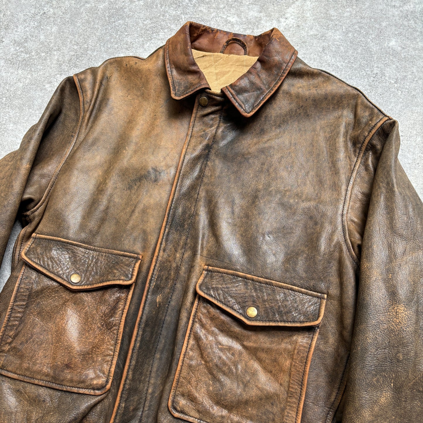 【~1990‘s】VERA PELLE Brown Leather Jacket