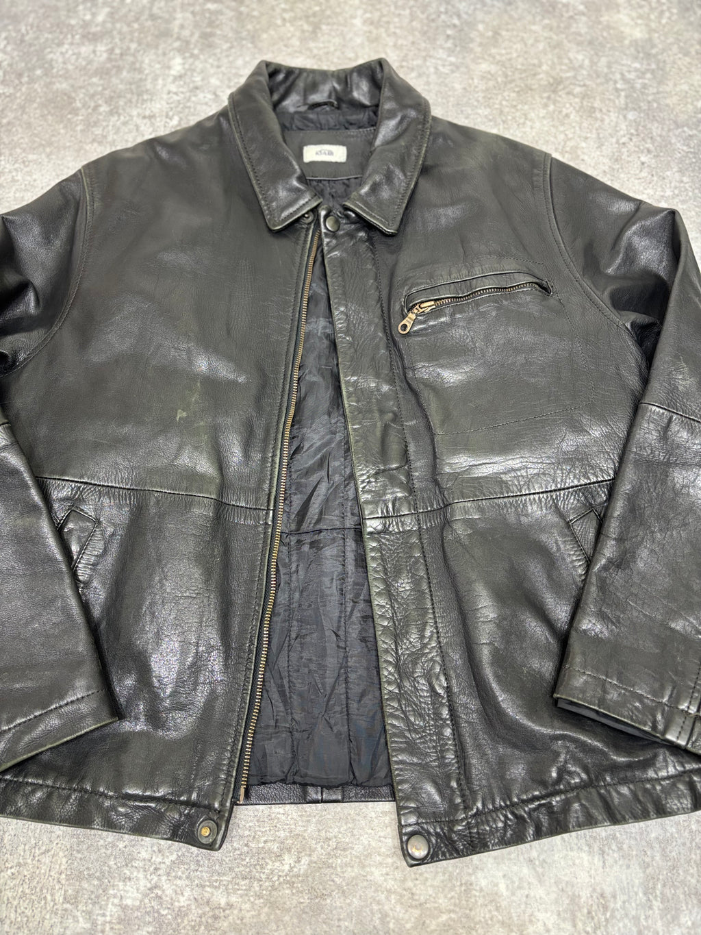 2000s Vintage Black Leather Jacket by KIABI