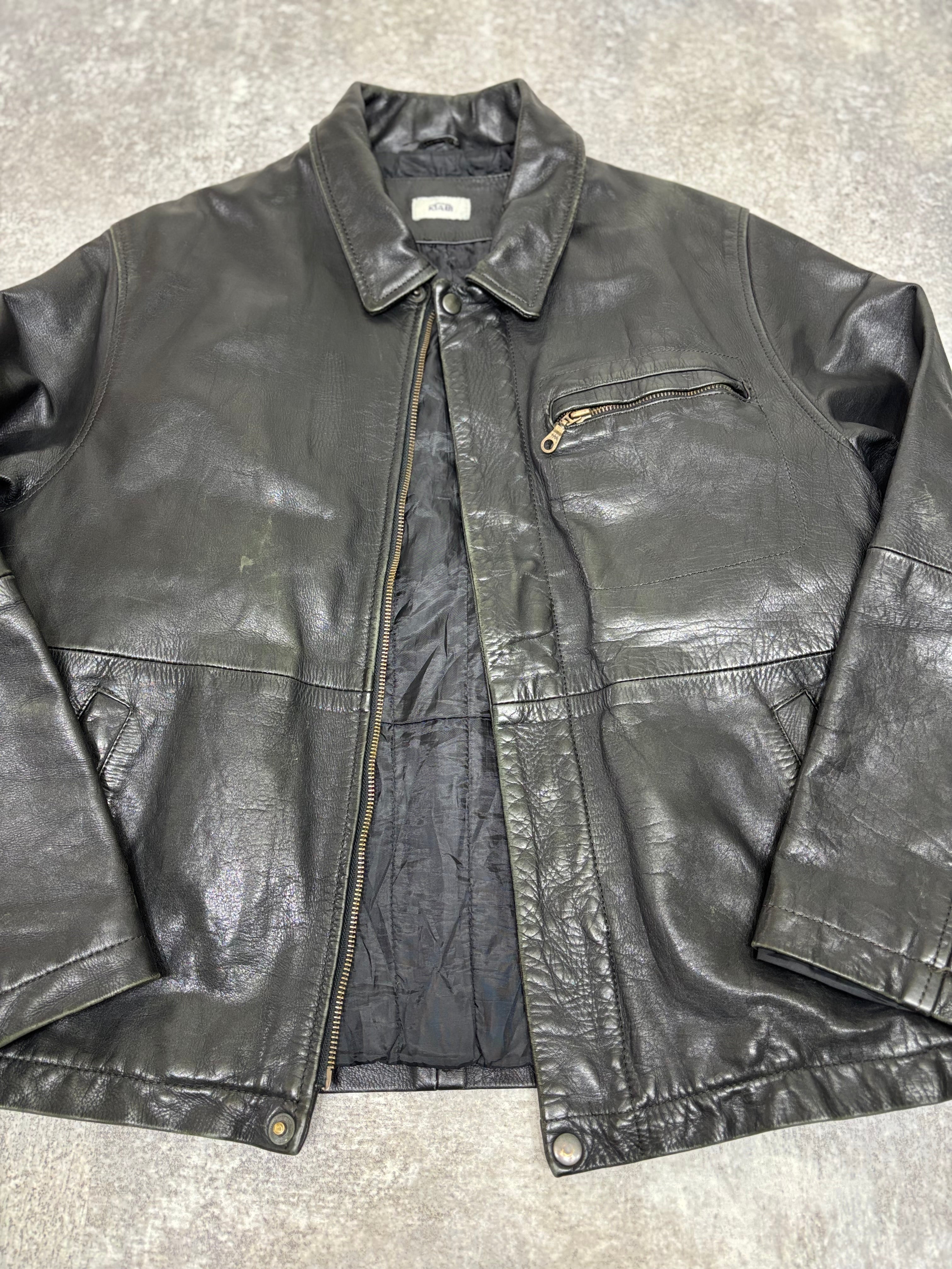2000s Vintage Black Leather Jacket by KIABI