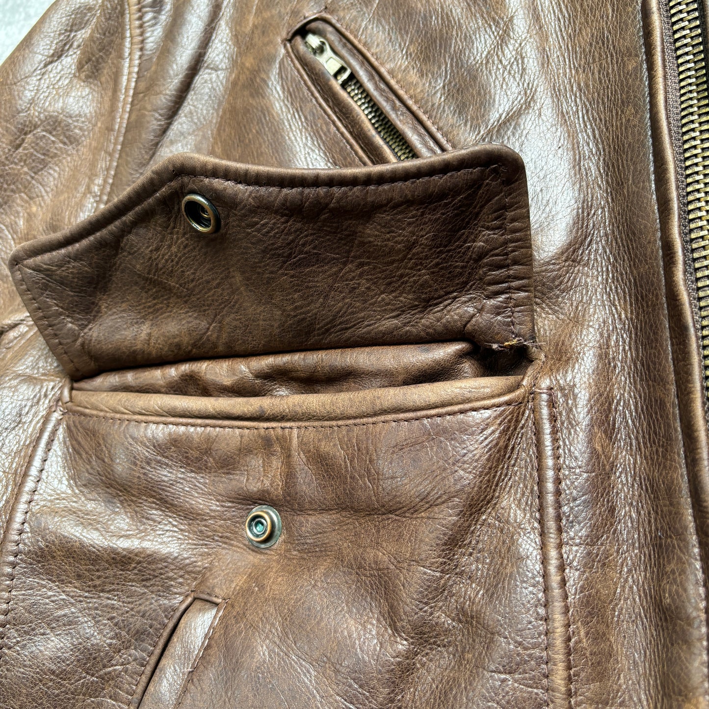 【~1990‘s】Brown Leather Jacket 『WORLD BEATERS』