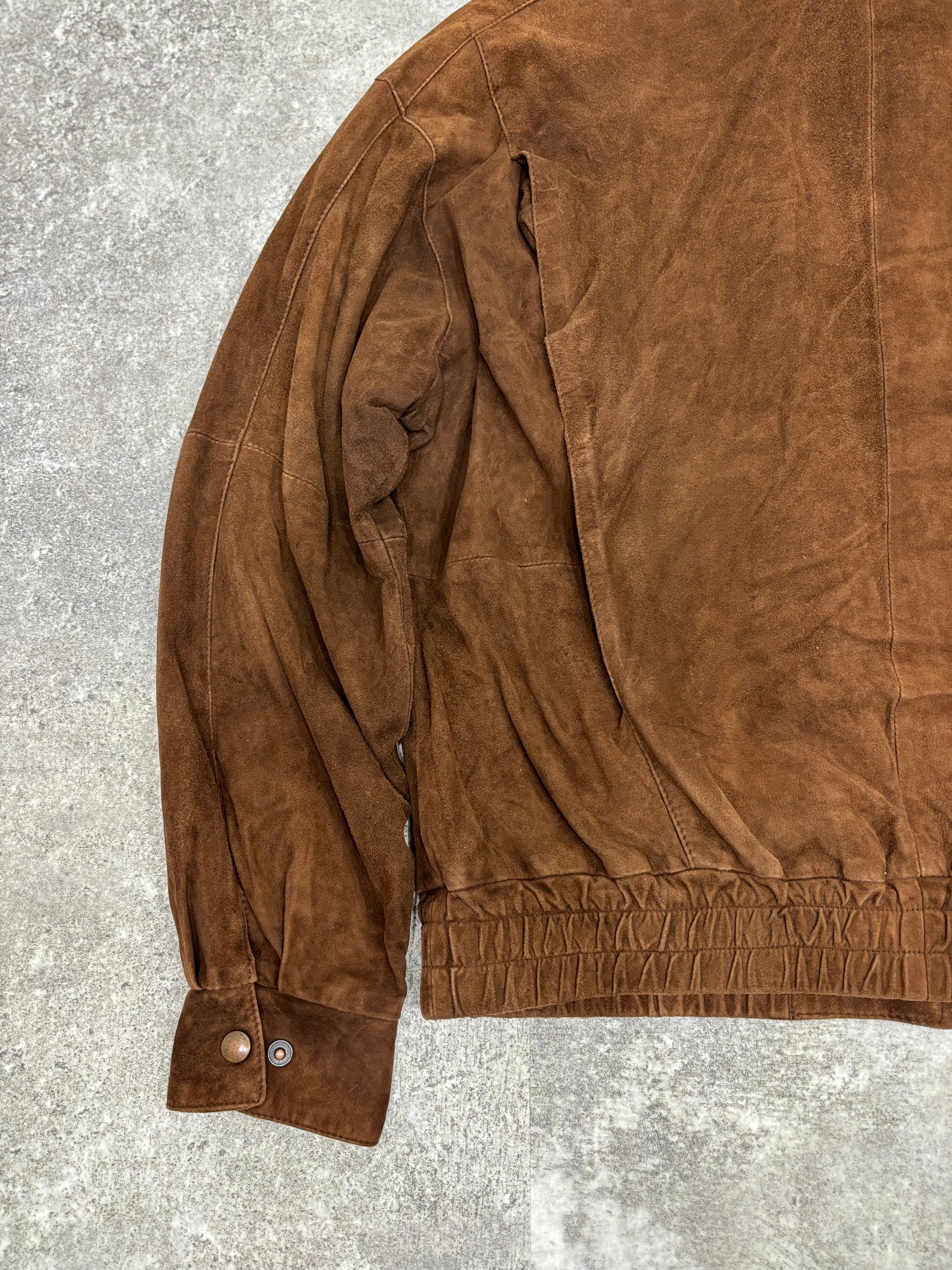 Brown Suede Leather Zip Jacket