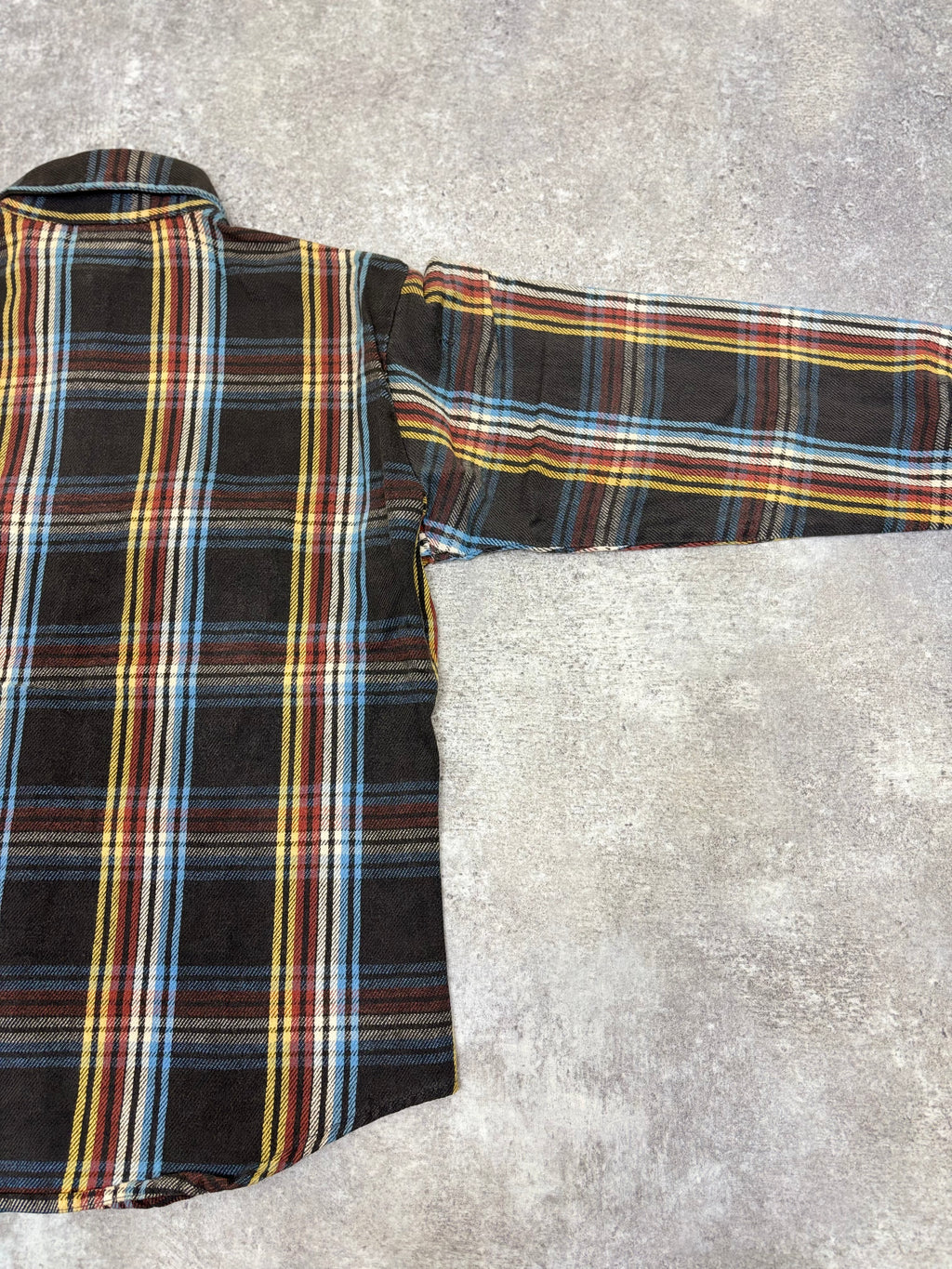 ~1990s BIG MIKE Plaid Flannel Shirt Black × Multi Stripe Check