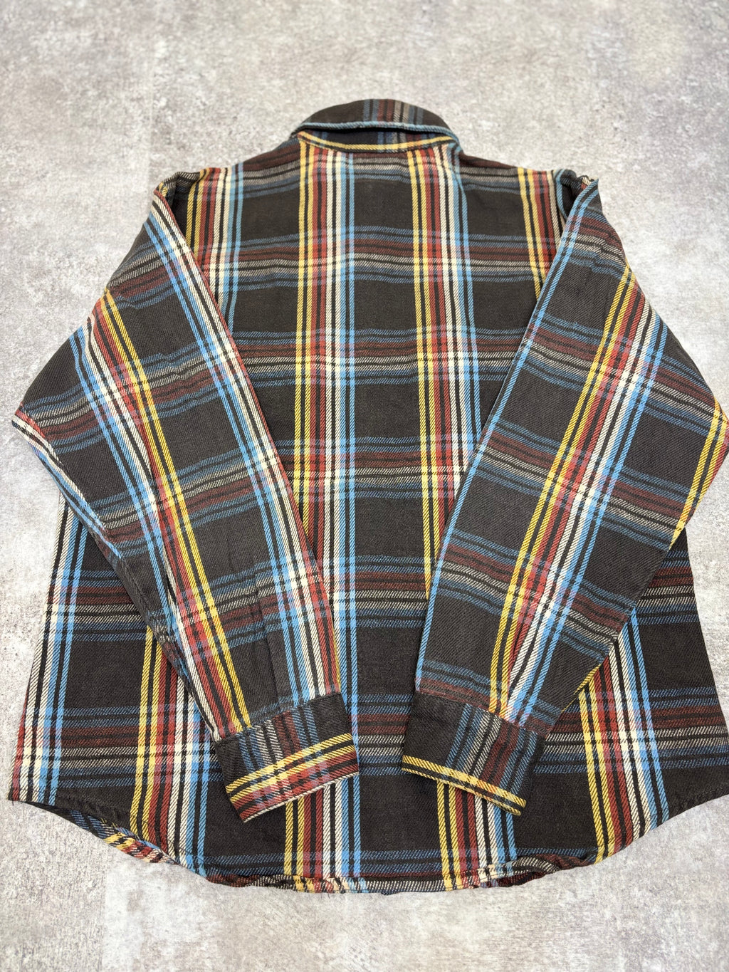 ~1990s BIG MIKE Plaid Flannel Shirt Black × Multi Stripe Check