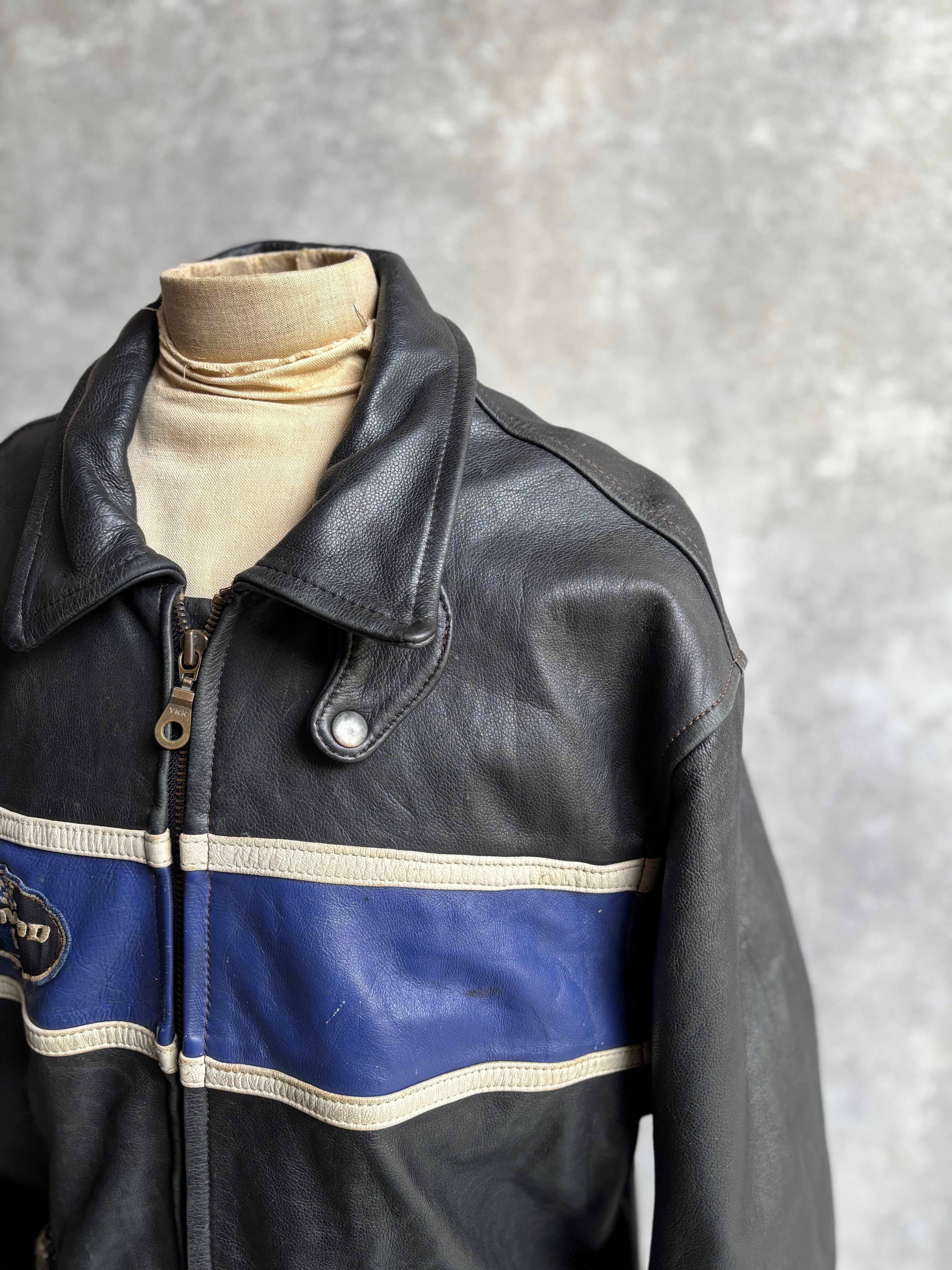 【~1990‘s】Black Leather Riders Jacket『Moto Mod』