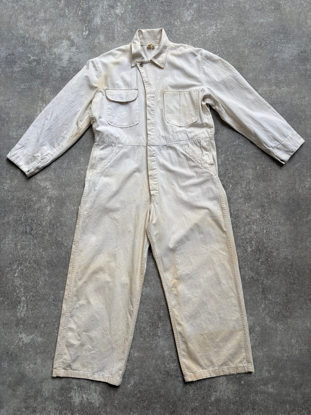 【1940's】Aviation Service Inc. White Coveralls 月桂樹ボタン