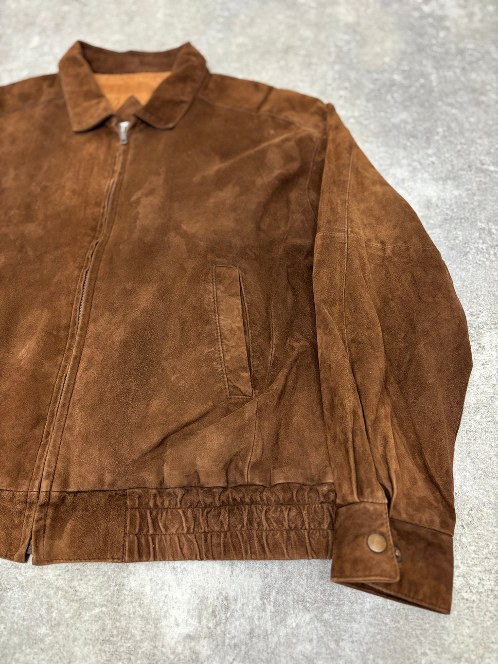 Brown Suede Leather Zip Jacket