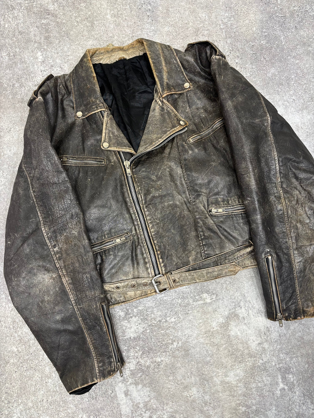 ～1990s Vintage Distressed Leather Riders Jacket
