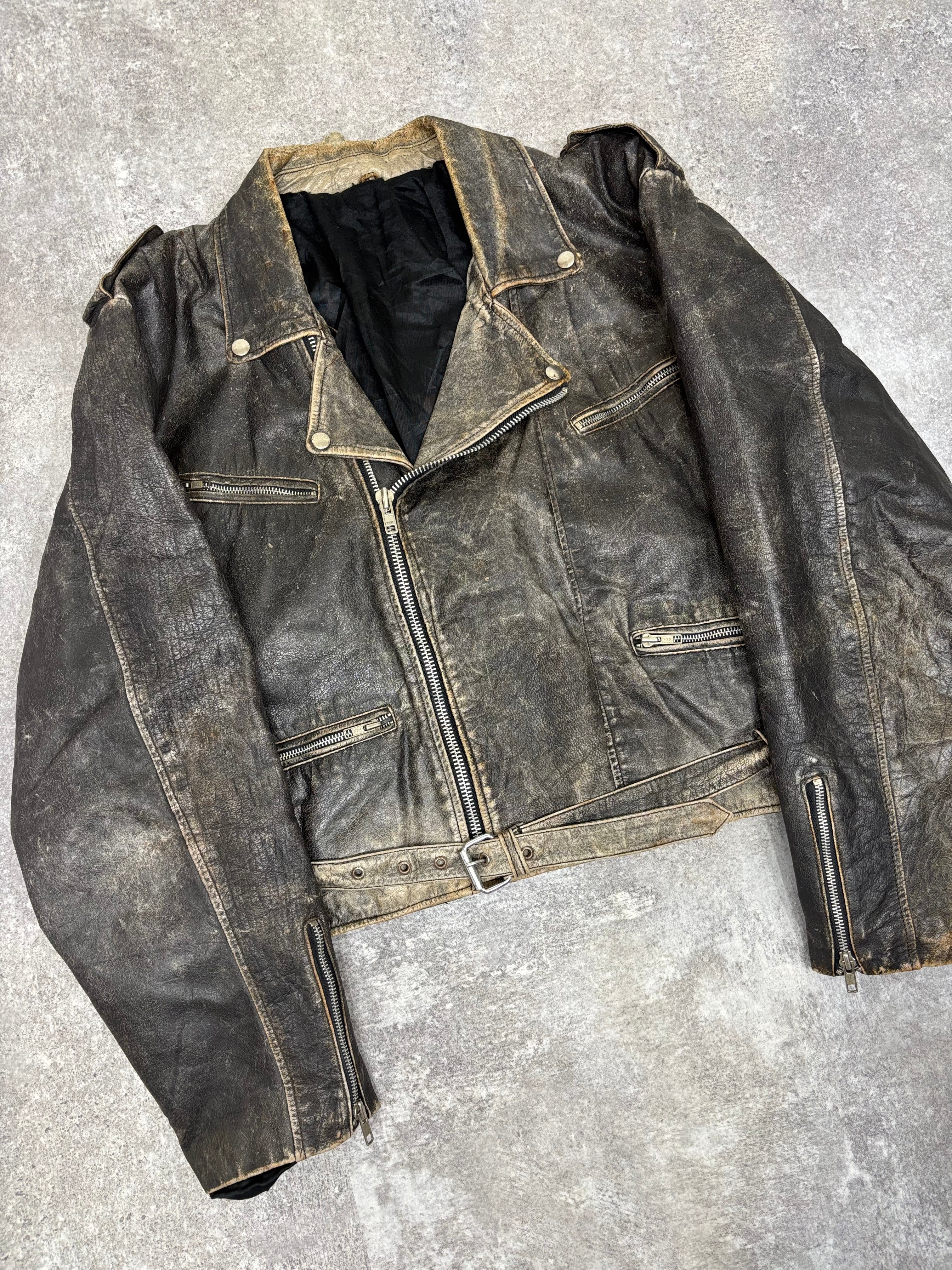 ～1990s Vintage Distressed Leather Riders Jacket