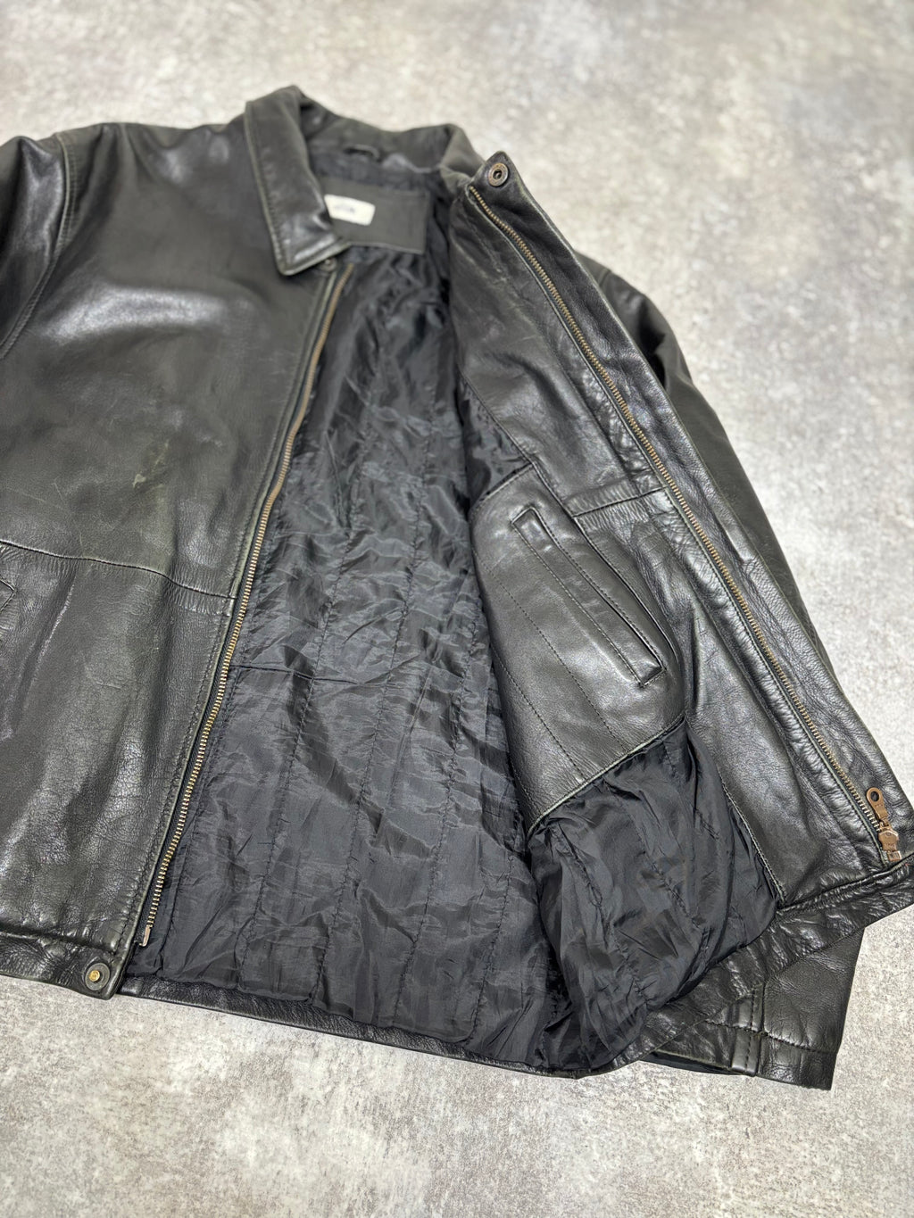 2000s Vintage Black Leather Jacket by KIABI