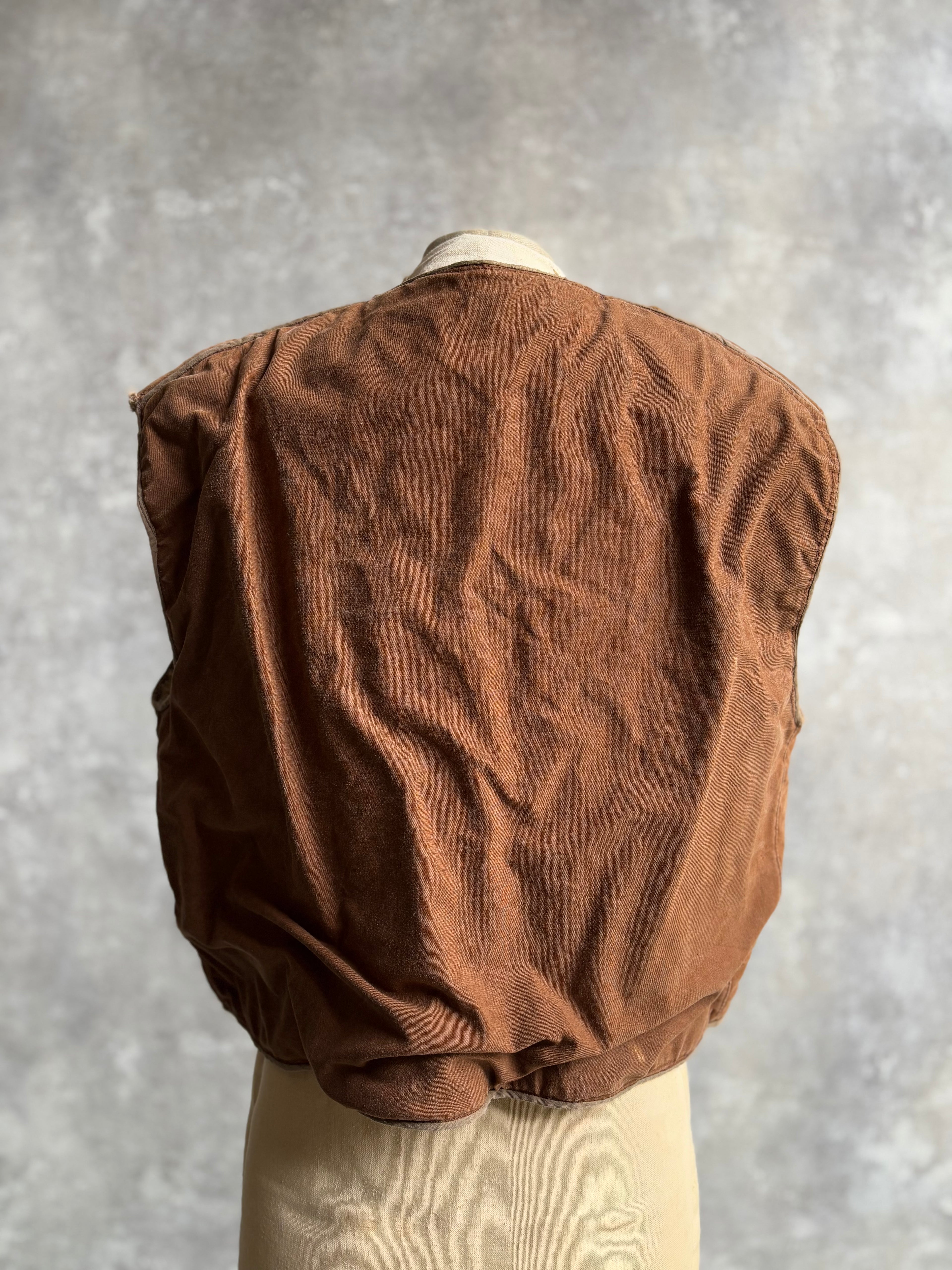 【~1970's】Vintage French Sheep Fleece Canvas Vest