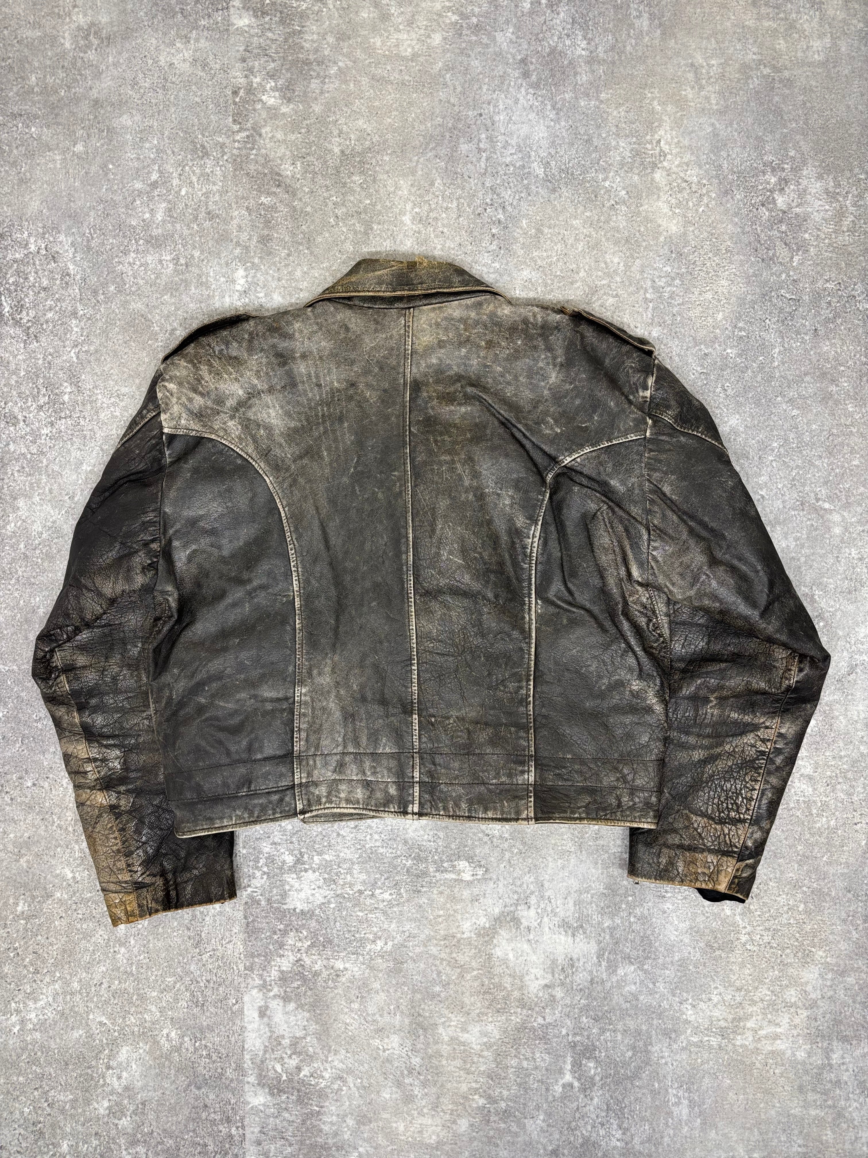 1990s Vintage Distressed Leather Riders Jacket – WITH GROW