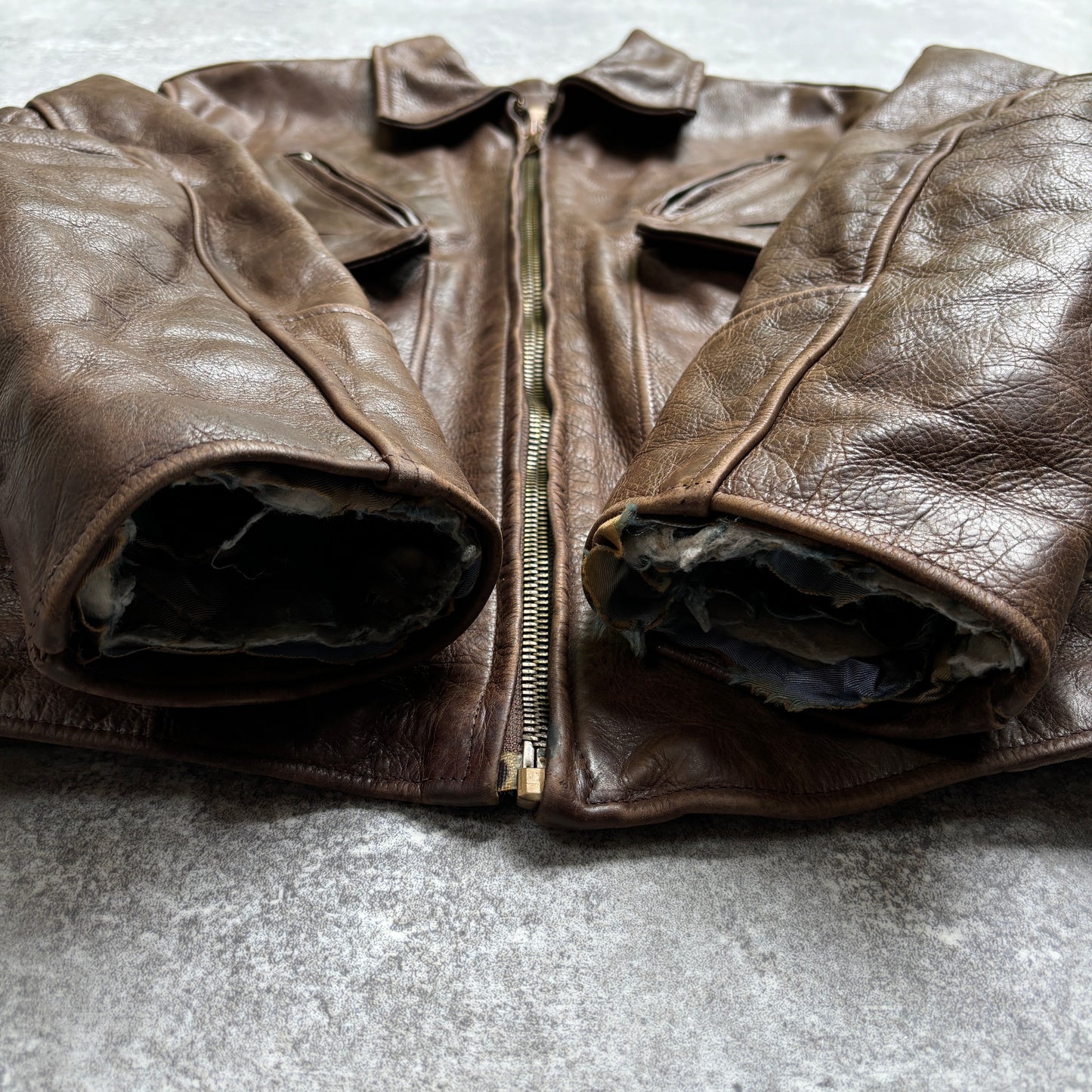 【~1990‘s】Brown Leather Jacket 『WORLD BEATERS』