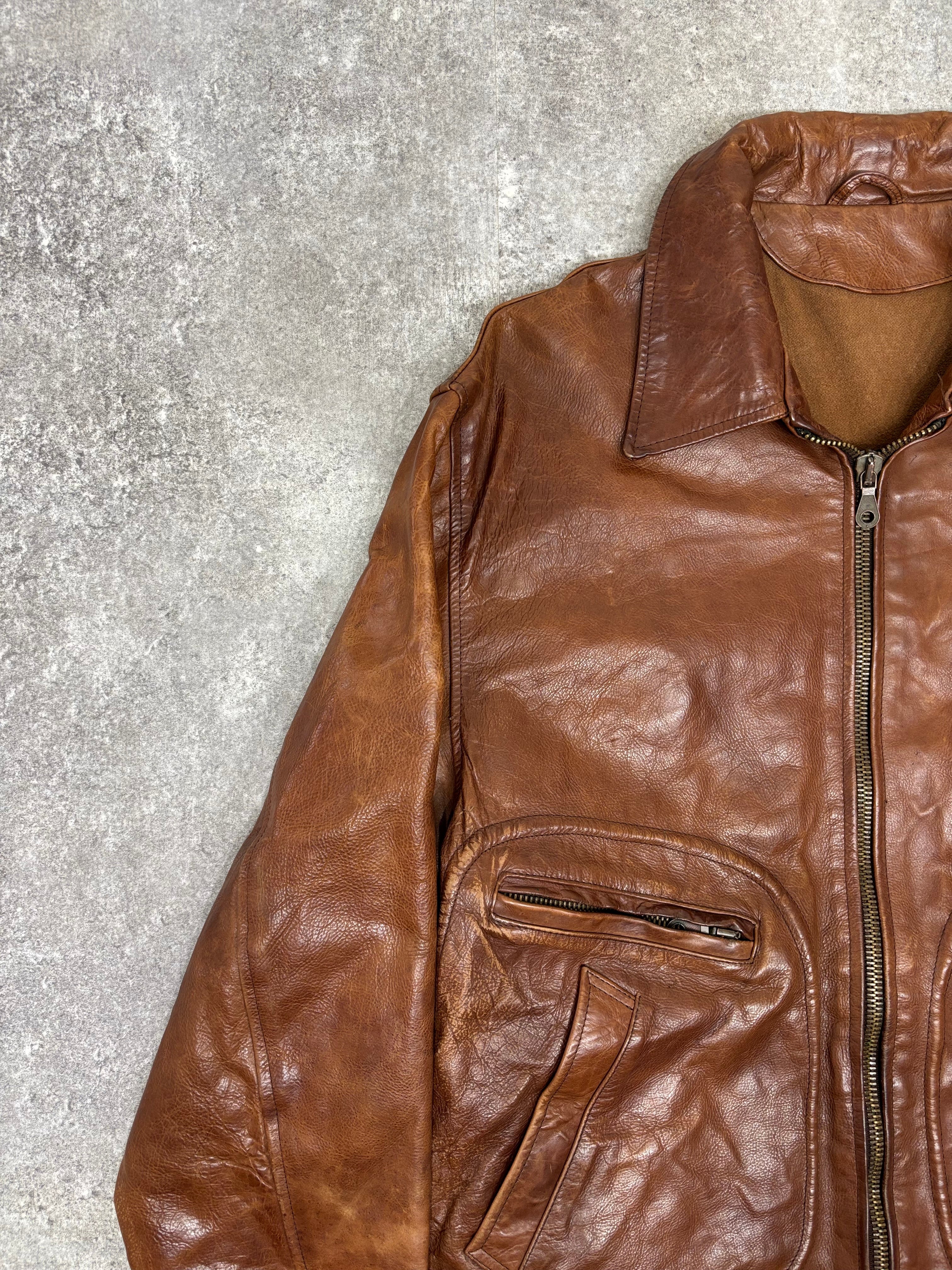 ~1990s Stealth & Co. Leather Zip Jacket – Brown