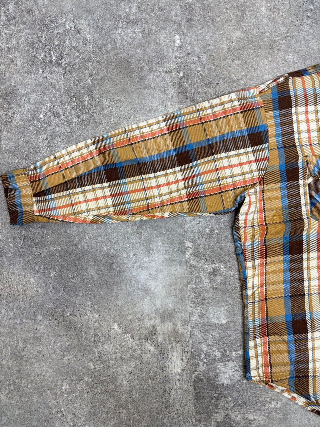 ~1980s Five Brother Flannel Shirt Brown × Blue × Cream Check