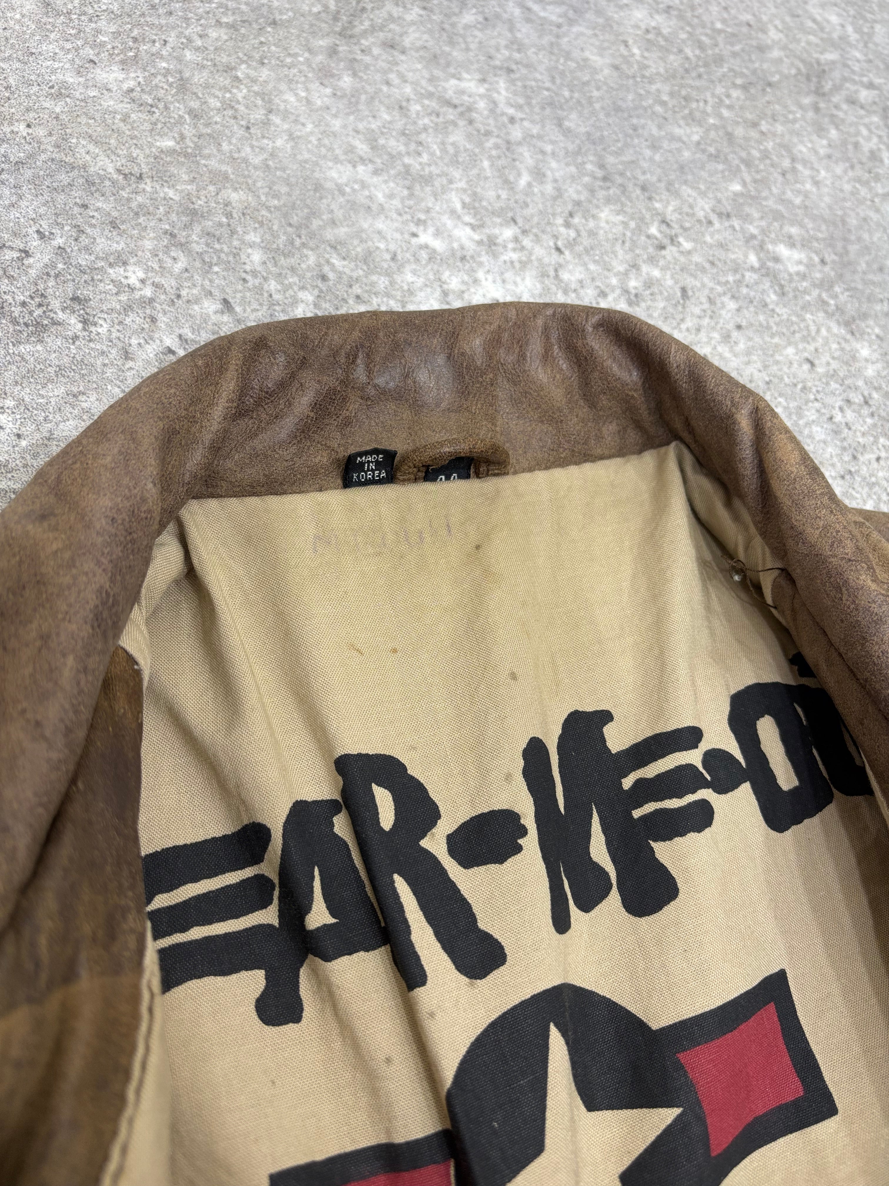 1990s Vintage Leather Flight Jacket “FLIGHT-BOMBER” by WEAR-ME-OUT